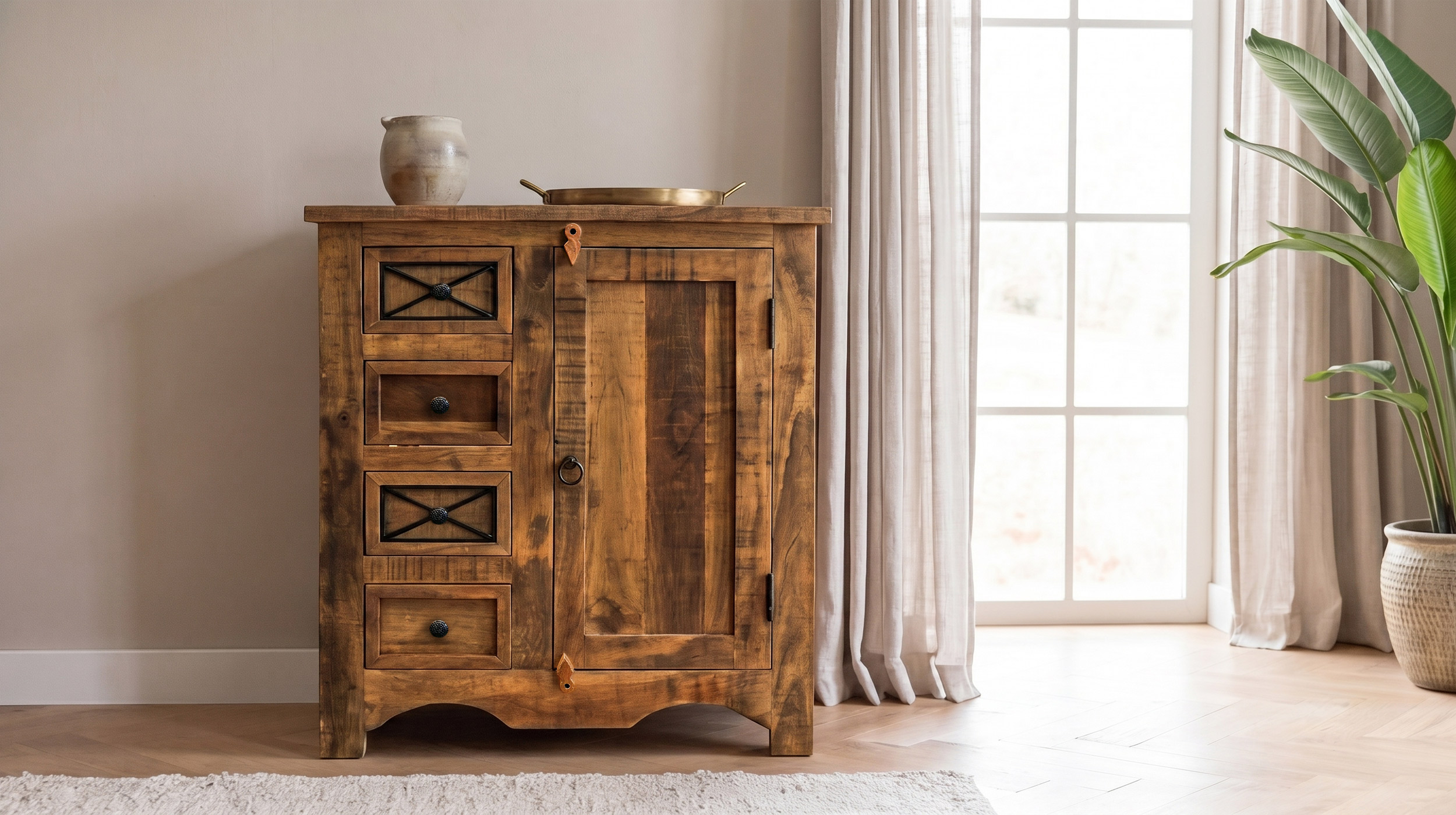 Sideboard 70 cm Akazie massiv lackiert montiert 70 cm - ACANO