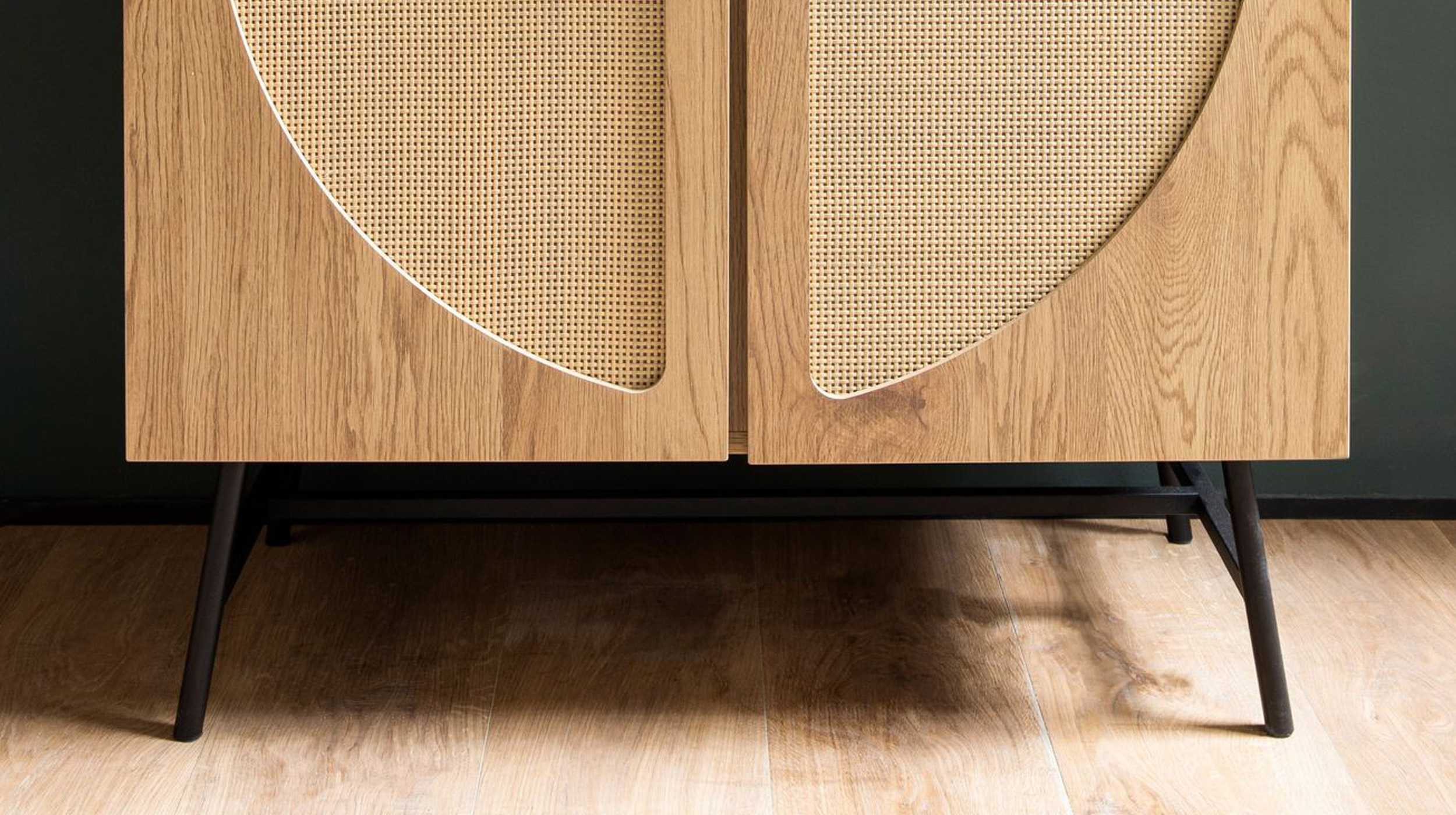 Kommode Eiche Holzdekor - Polyrattan 80 cm x 39 cm - RATVAN