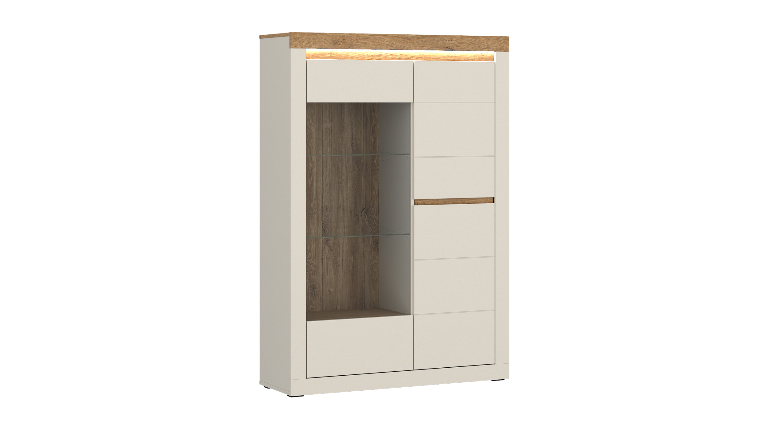 Vitrine mit Beleuchtung Eiche beige - Breite 104 cm - NAXXAR