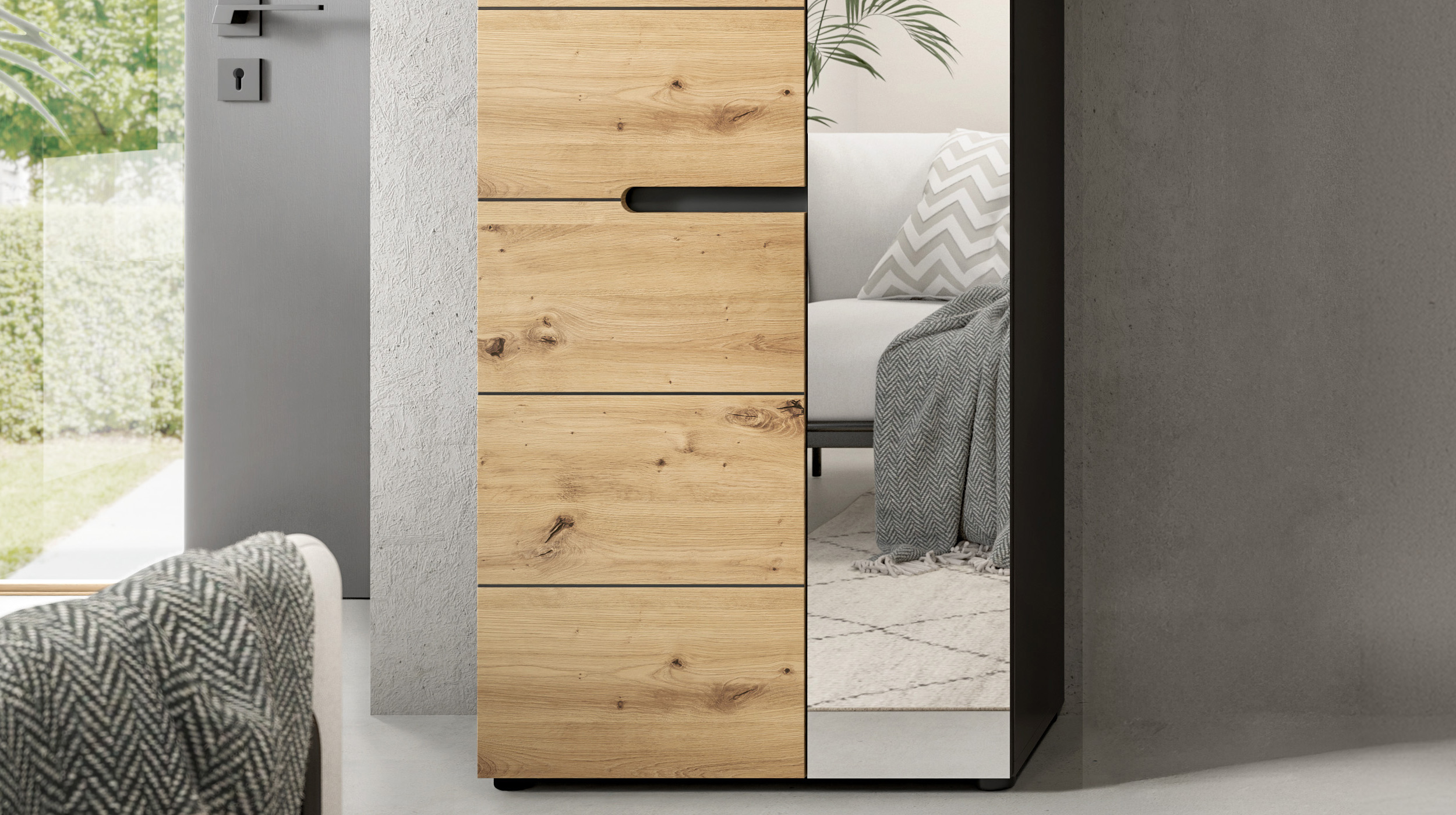 Garderobenschrank anthrazit Artisan Eiche 190 cm - CANU