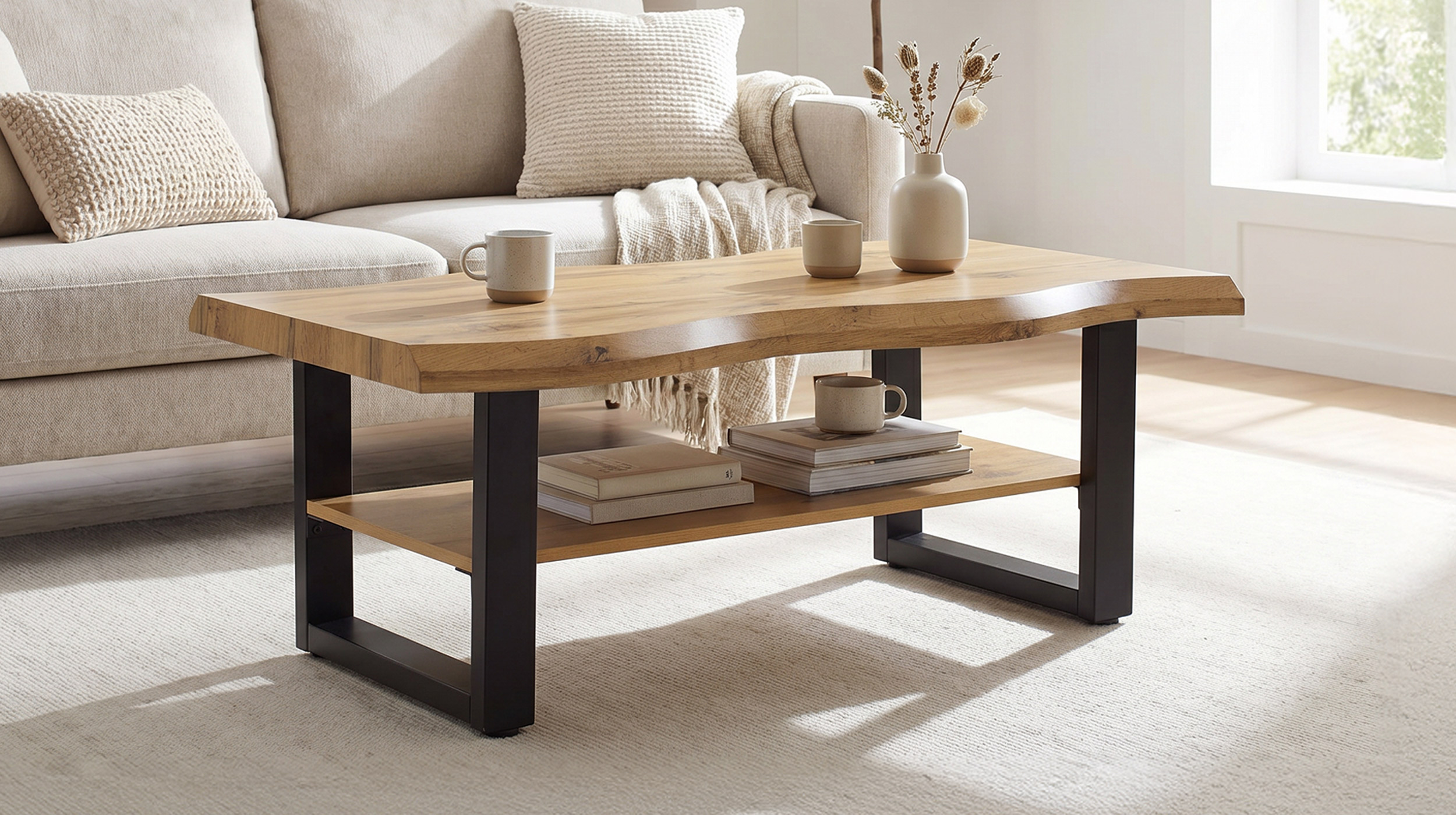 Couchtisch Baumkantentisch Wildeiche 110 x 60 cm - GABRION