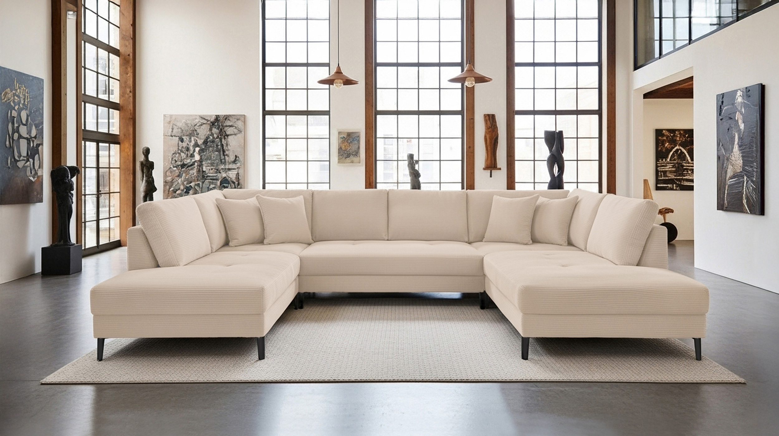 Wohnlandschaft Cord creme - 360 cm - SUMMER