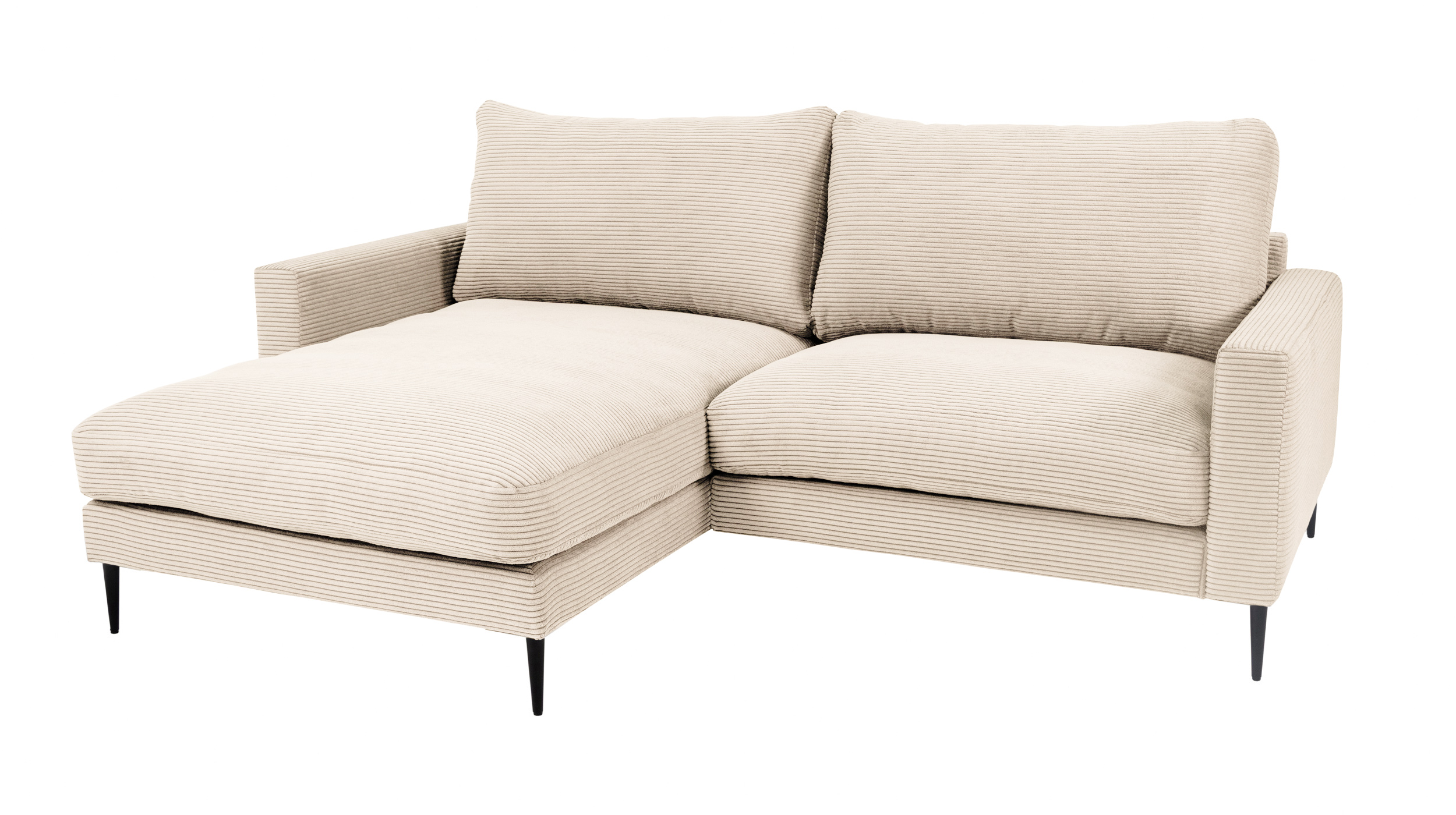 Ecksofa Cord creme 220 x 164 cm - OT links - NORDVIK