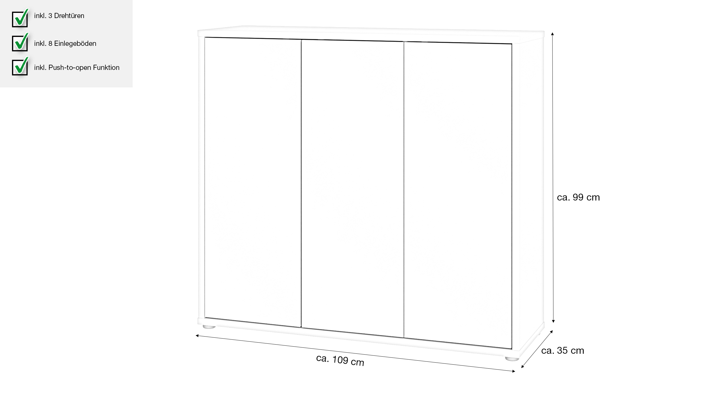 Schuhschrank grün 109 x 99 cm 3-türig - ALICE SPRINGS