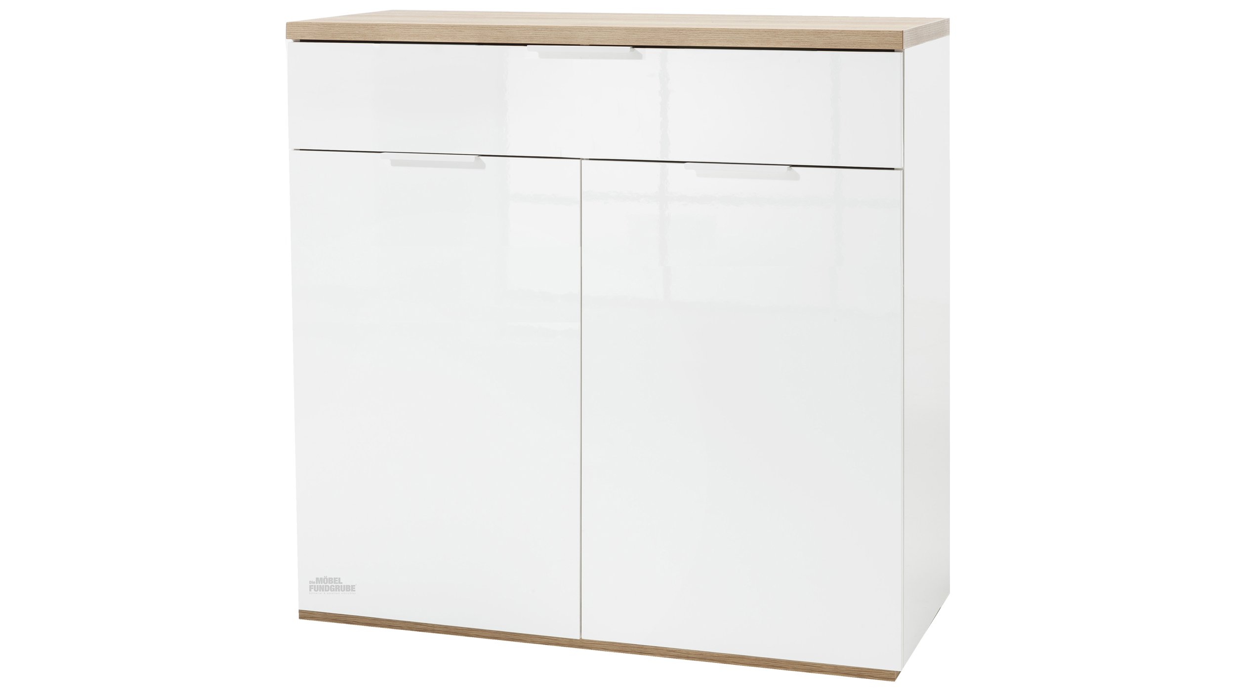 Schuhschrank weiß hochglanz - Eiche Riviera 82 cm - MUNDI