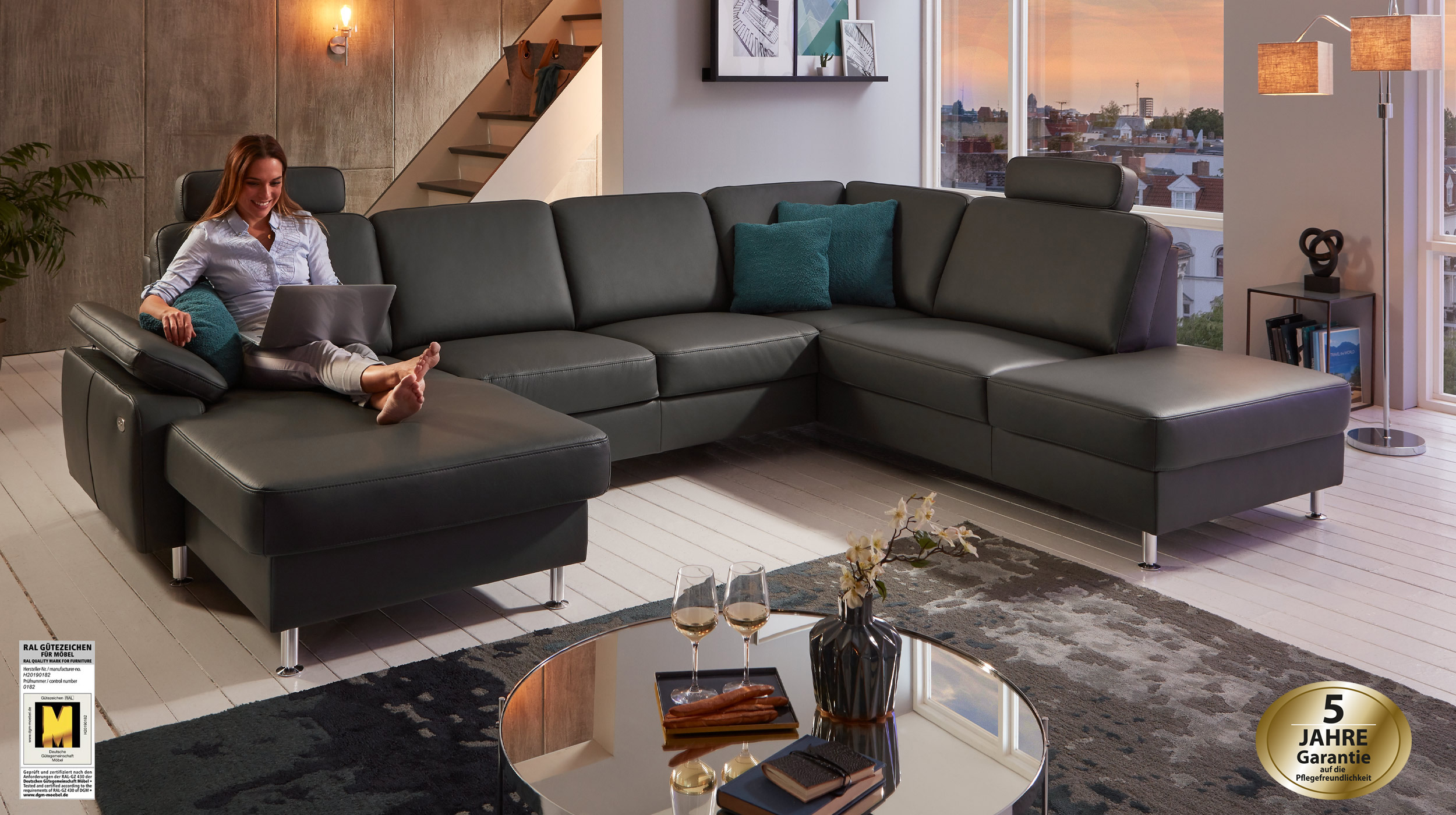 Couchliebe® Wohnlandschaft planbar - anthrazit - Premium Version - MARTINA