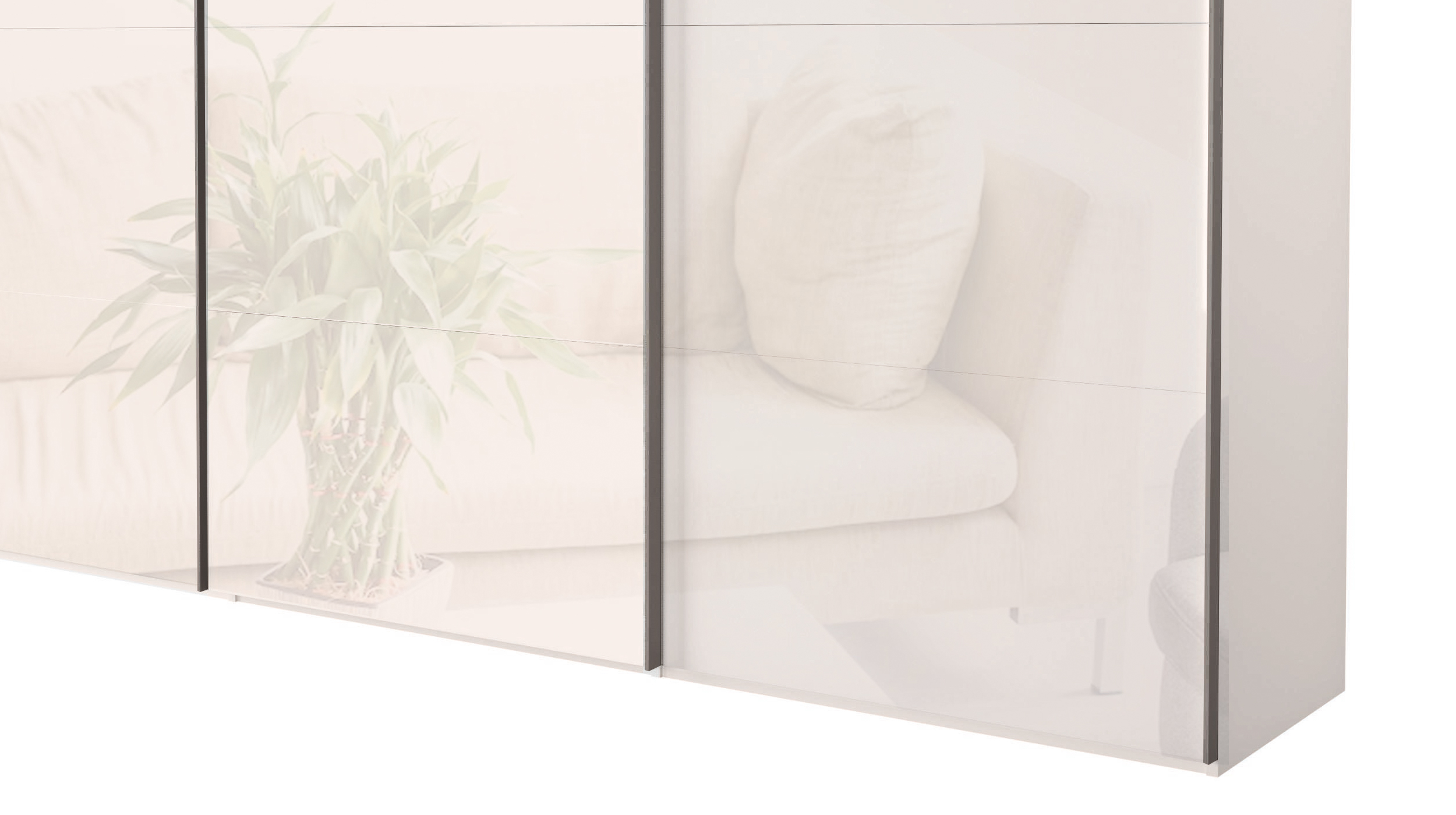 Schwebetürenschrank beige hochglanz - 304 cm - SYSTEMA