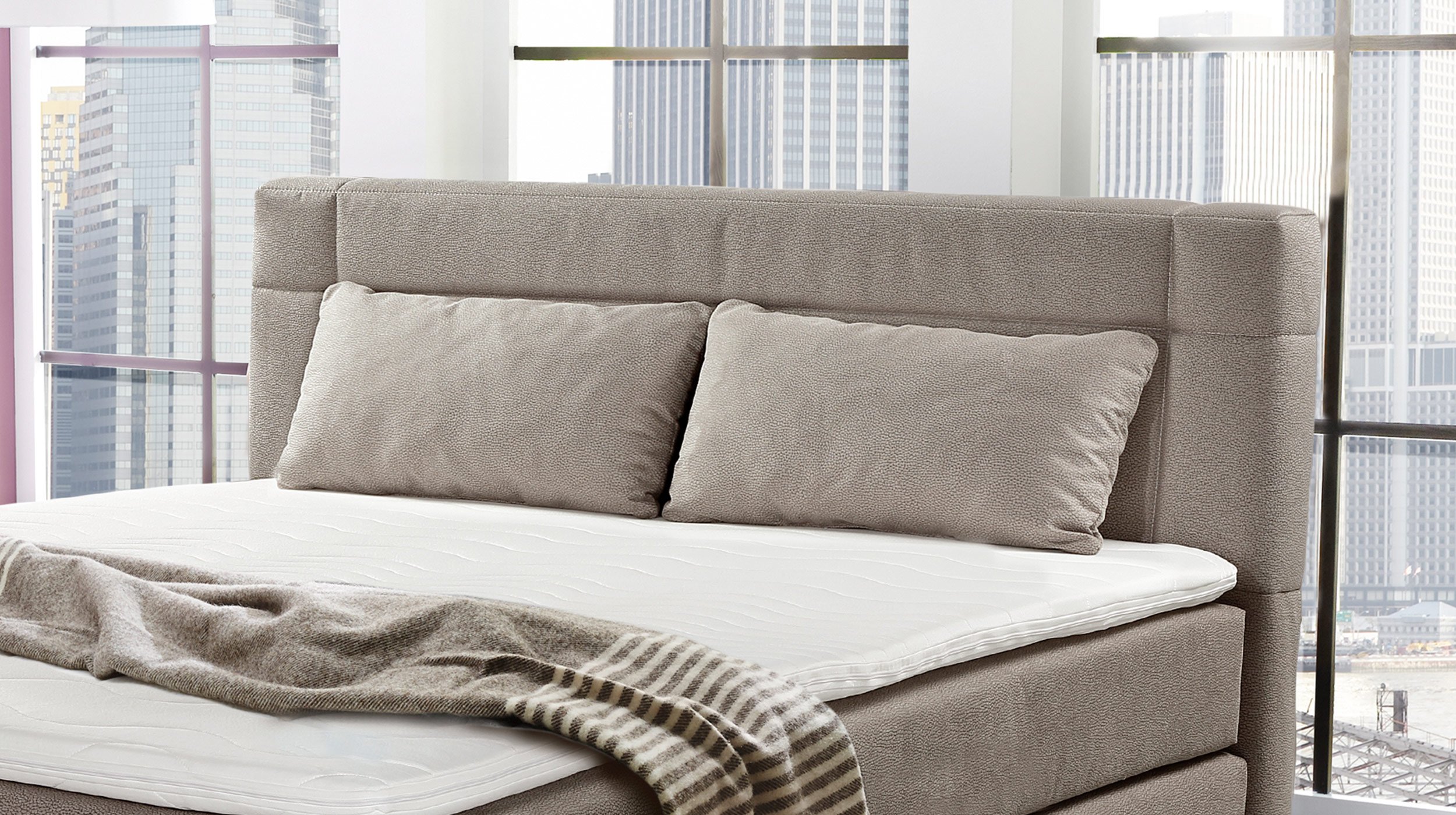 Boxspringbett 160 x 200 cm braun H3/H4 - ROMANA - MIX