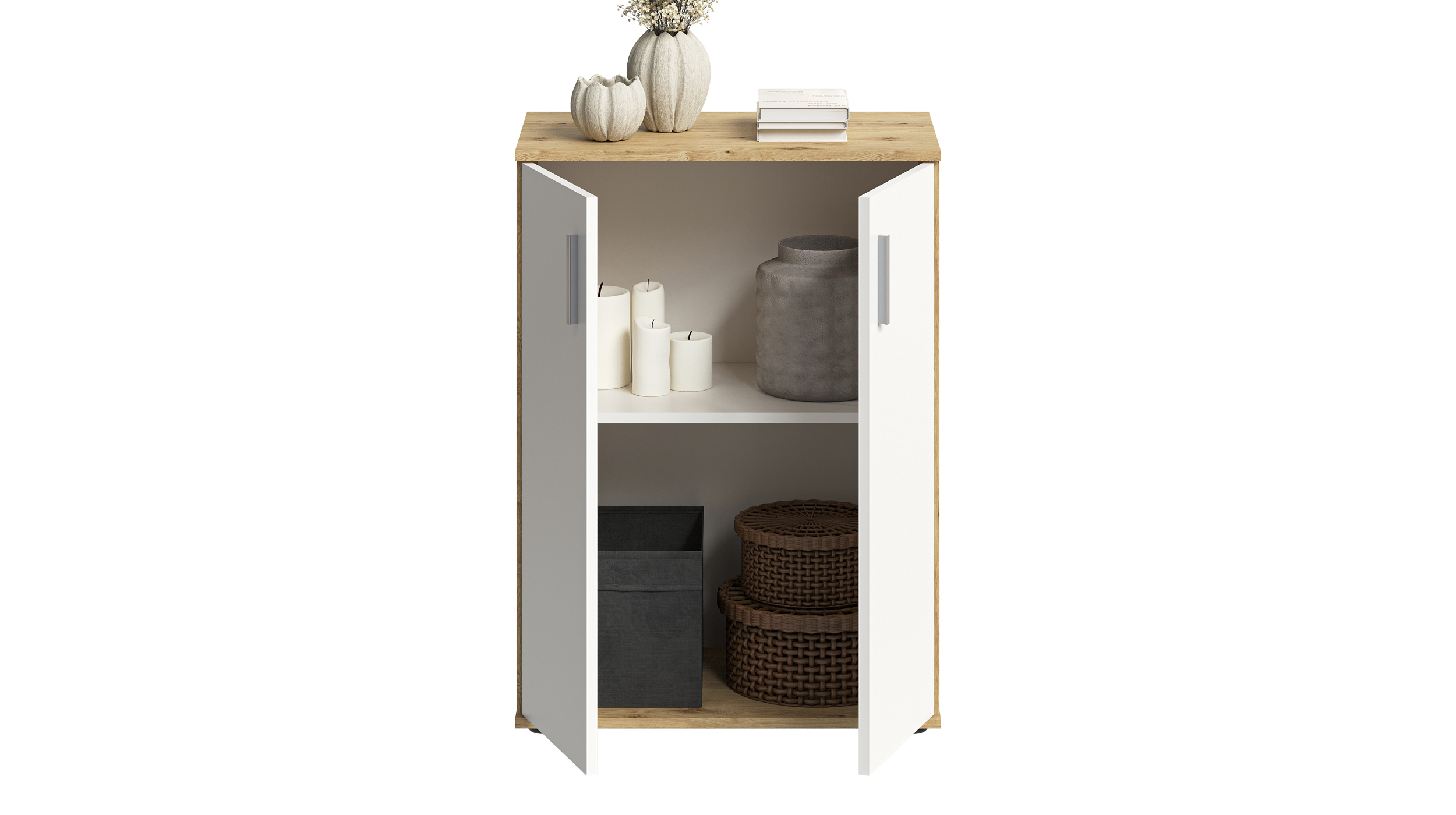 Kommode weiß Artisan Eiche 120 cm -2-türig - ALBATA