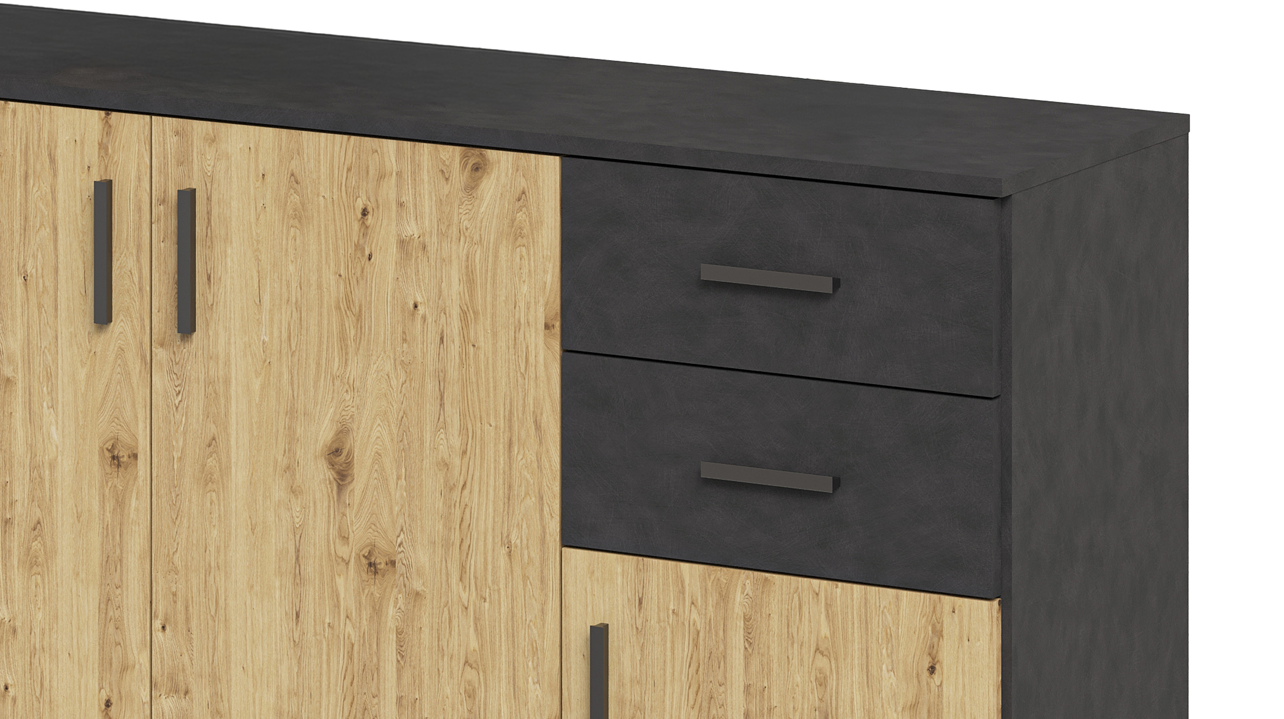 Kommode mit Schubladen anthrazit Artisan Eiche 120 cm - ALBATA