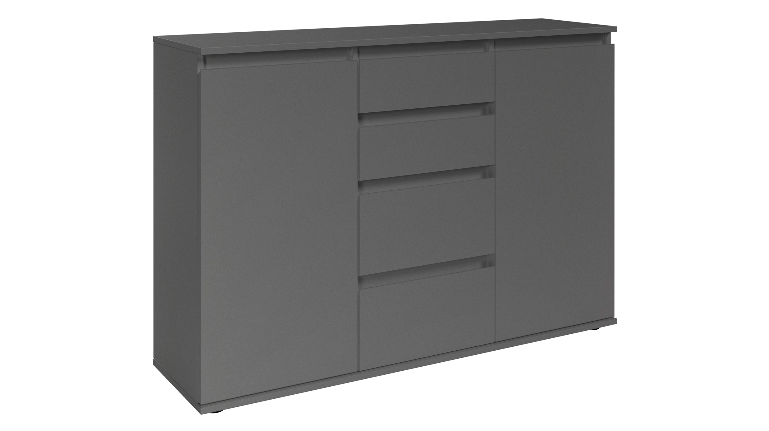 Kommode mit 4 Schubladen anthrazit 119 x 35 cm - 2-türig - BRESTA