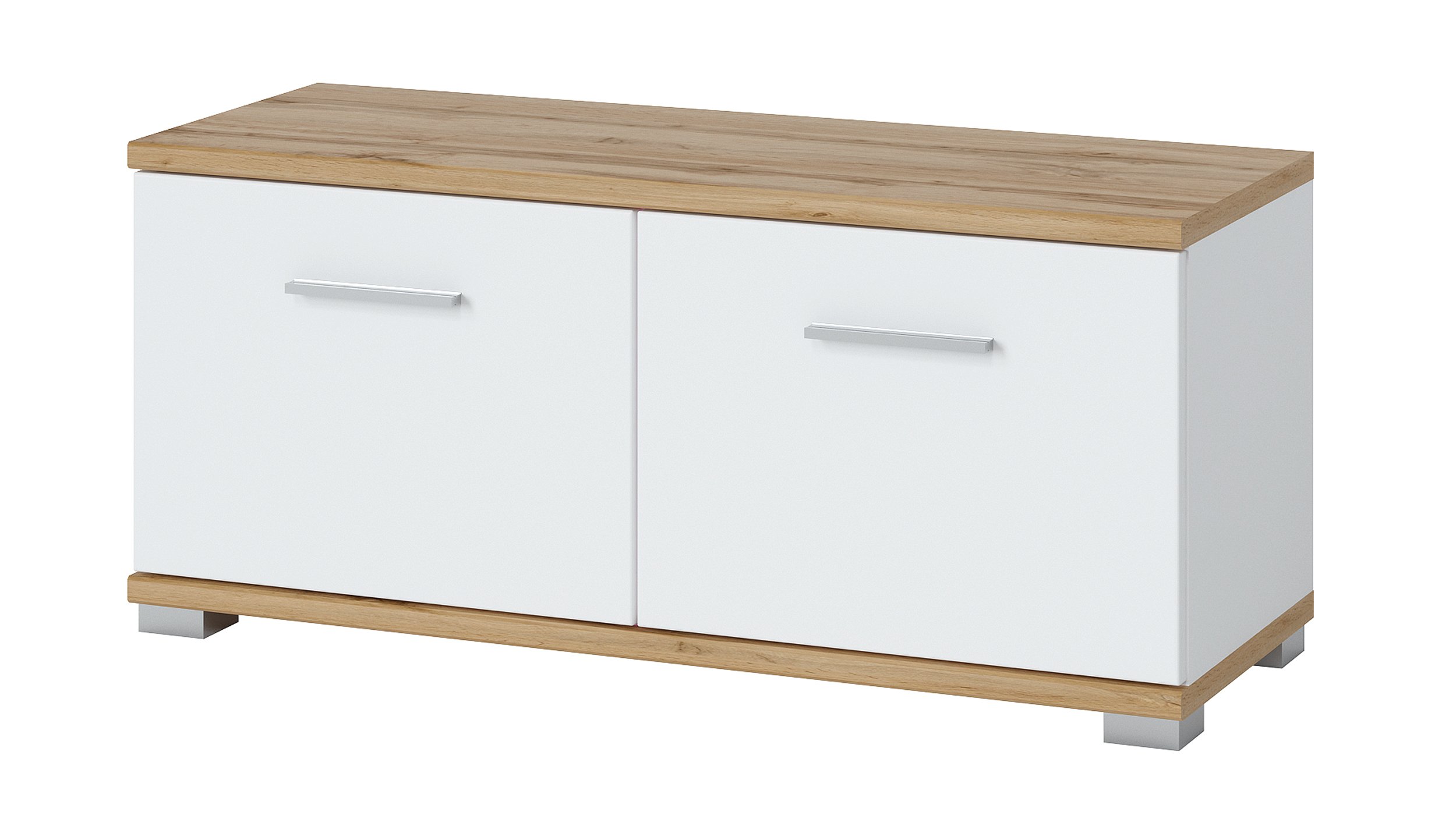 Garderobenbank alpinweiß  - Wotan Eiche 90 cm - HOLA