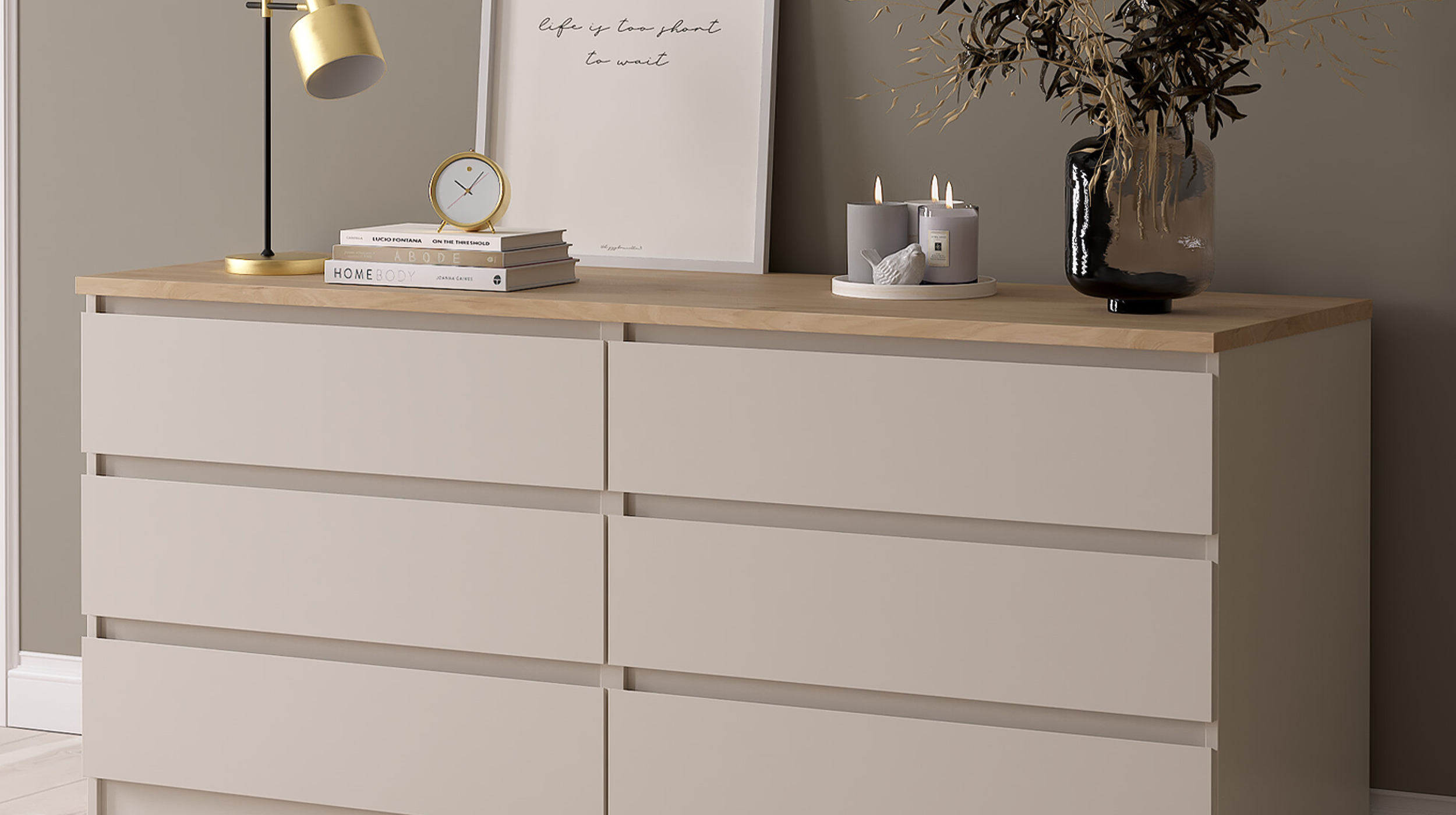 Kommode mit 6 Schubladen beige - Jackson Hickory 154 cm - NAIA