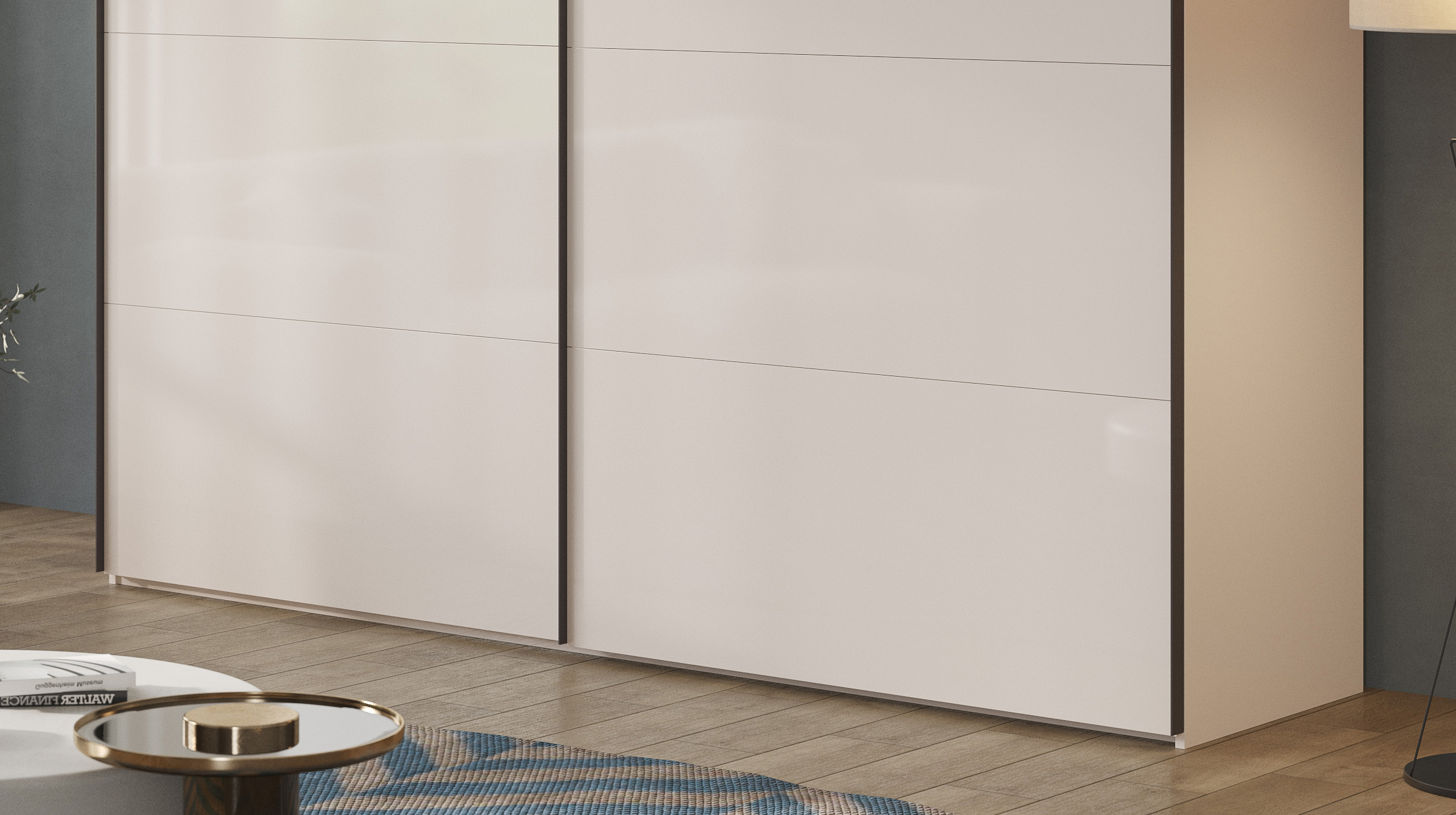Schwebetürenschrank beige hochglanz - 250 cm - SYSTEMA