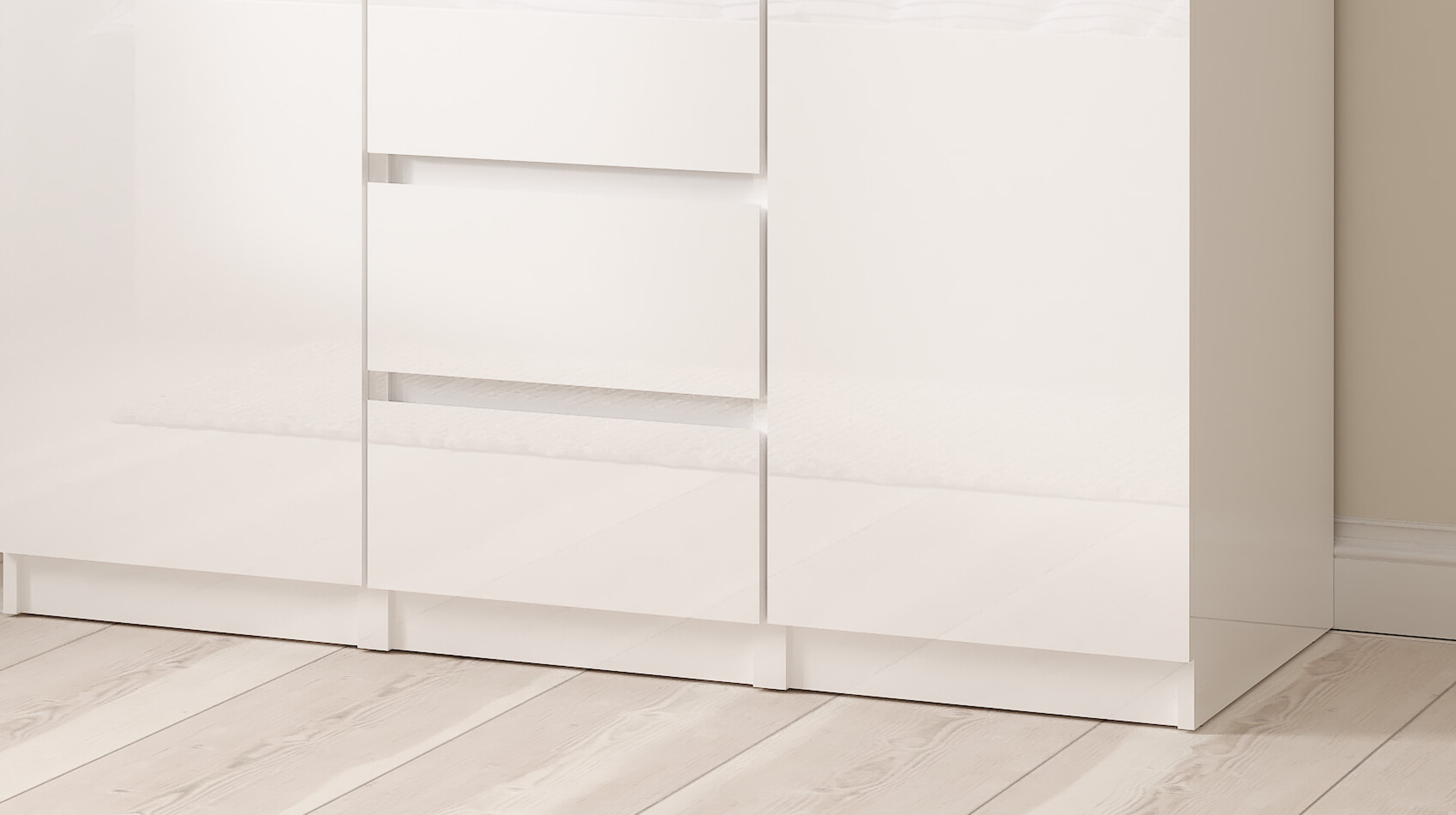 Sideboard mit 4 Schubladen weiß hochglanz 121 cm - NAIA