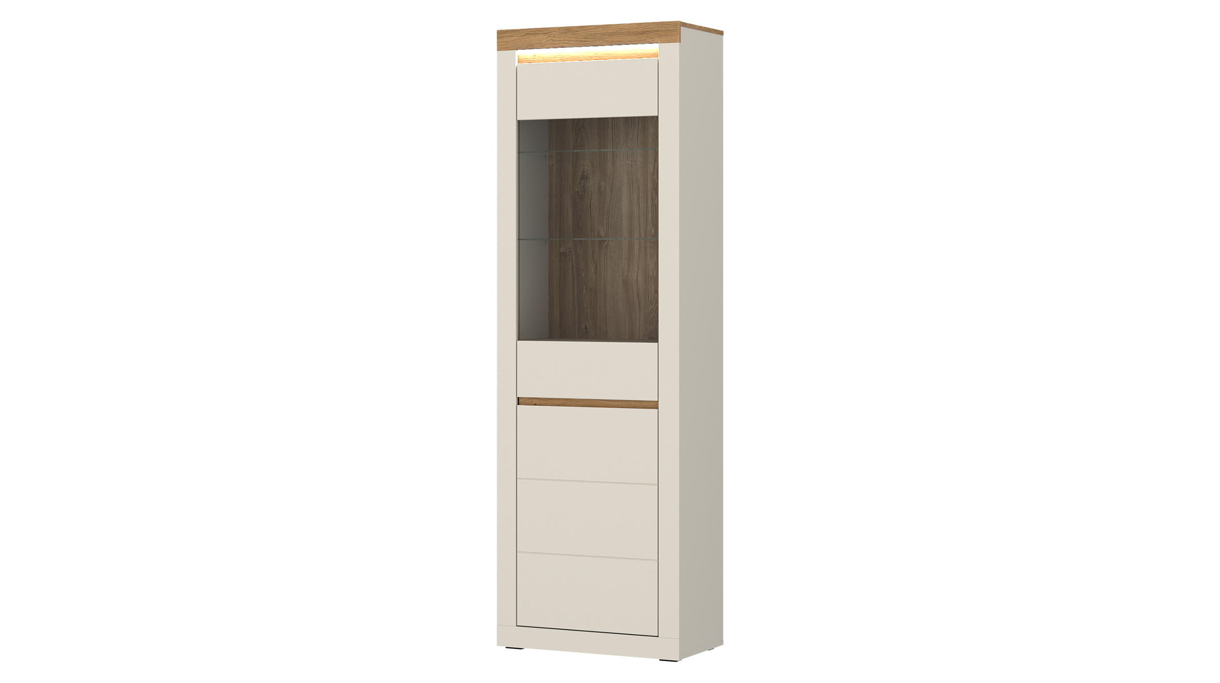 Vitrine mit Beleuchtung Eiche beige - Breite 64 cm - NAXXAR