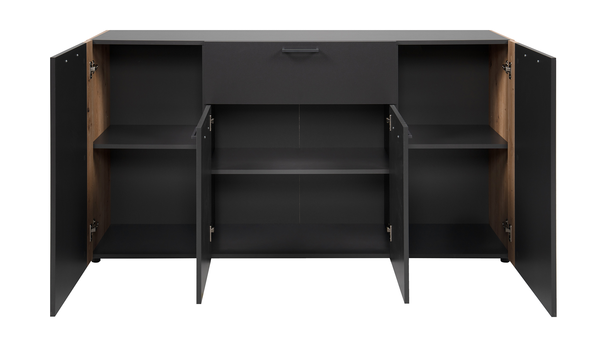 Sideboard mit Schublade anthrazit Artisan Eiche 162 cm - CENTO