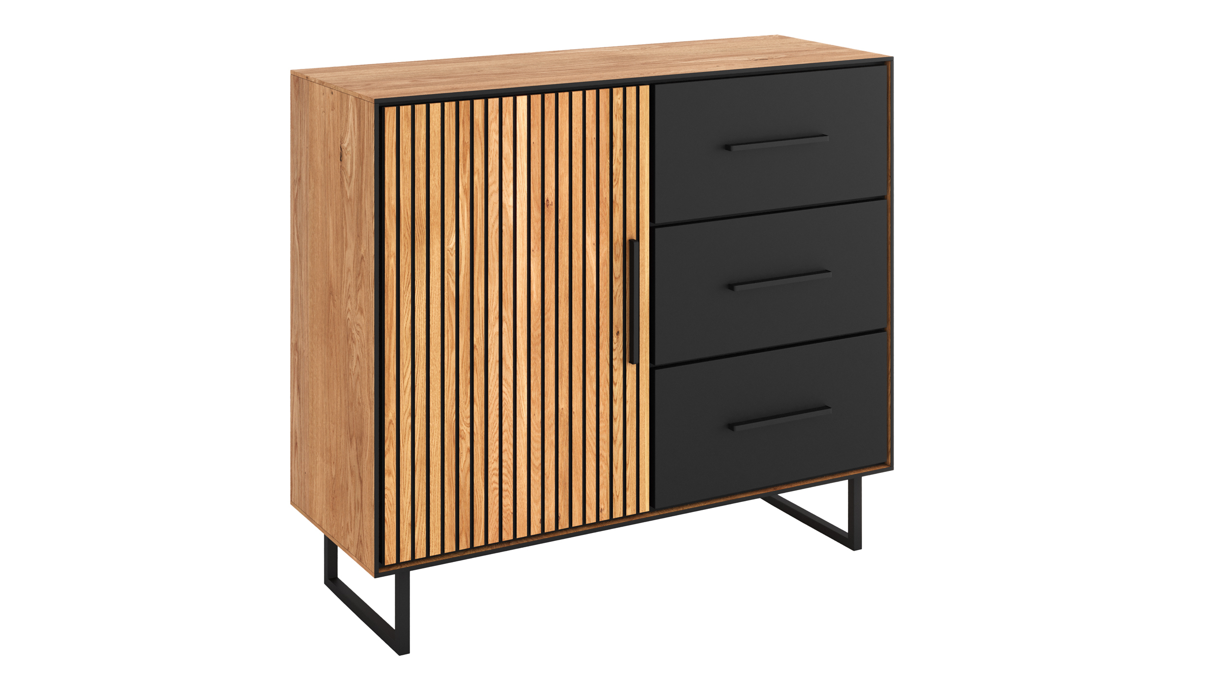 Kommode mit 3 Schubladen Eiche geölt 108 x 40 cm - BELLA