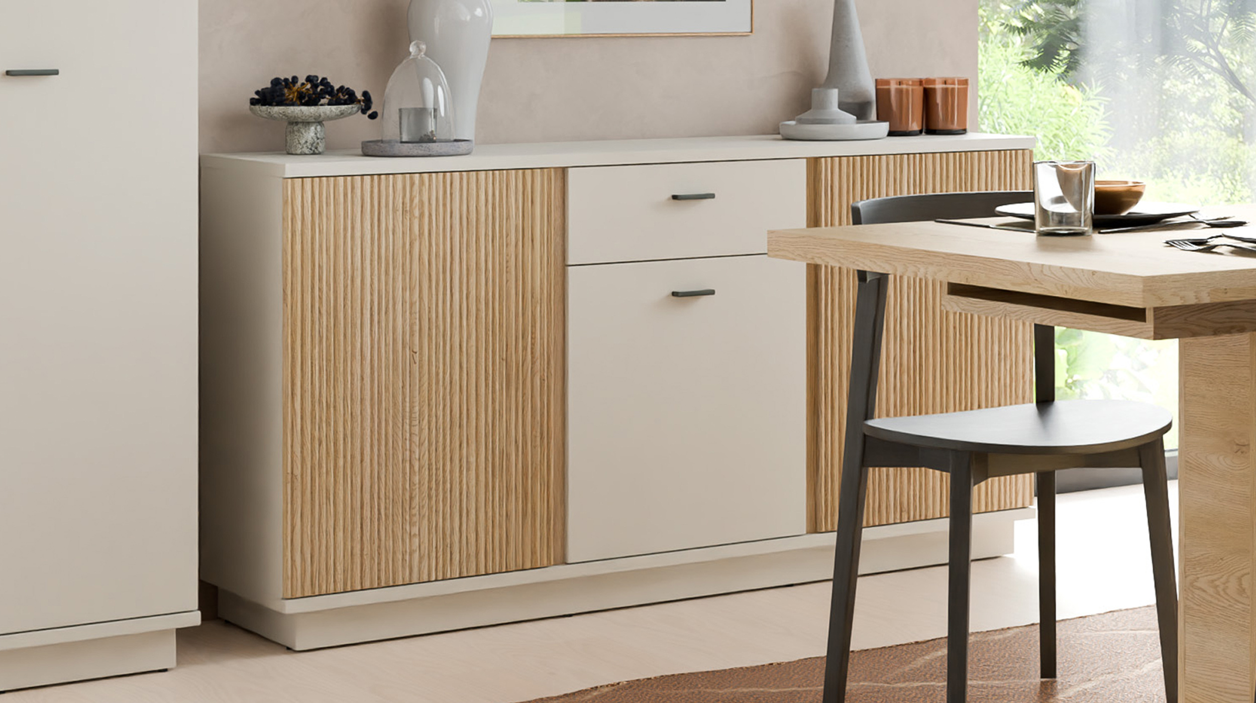 Sideboard mit 1 Schublade beige - Eiche 150 cm - MOSANO