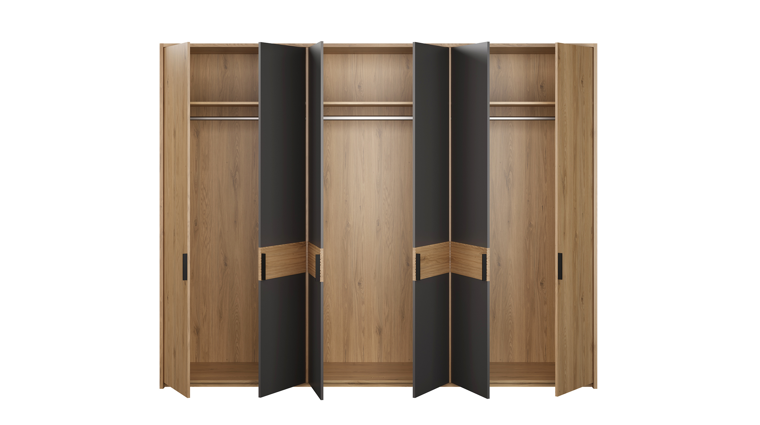 Kleiderschrank Wildeiche grau 266 cm - 6-türig - VALPECULA