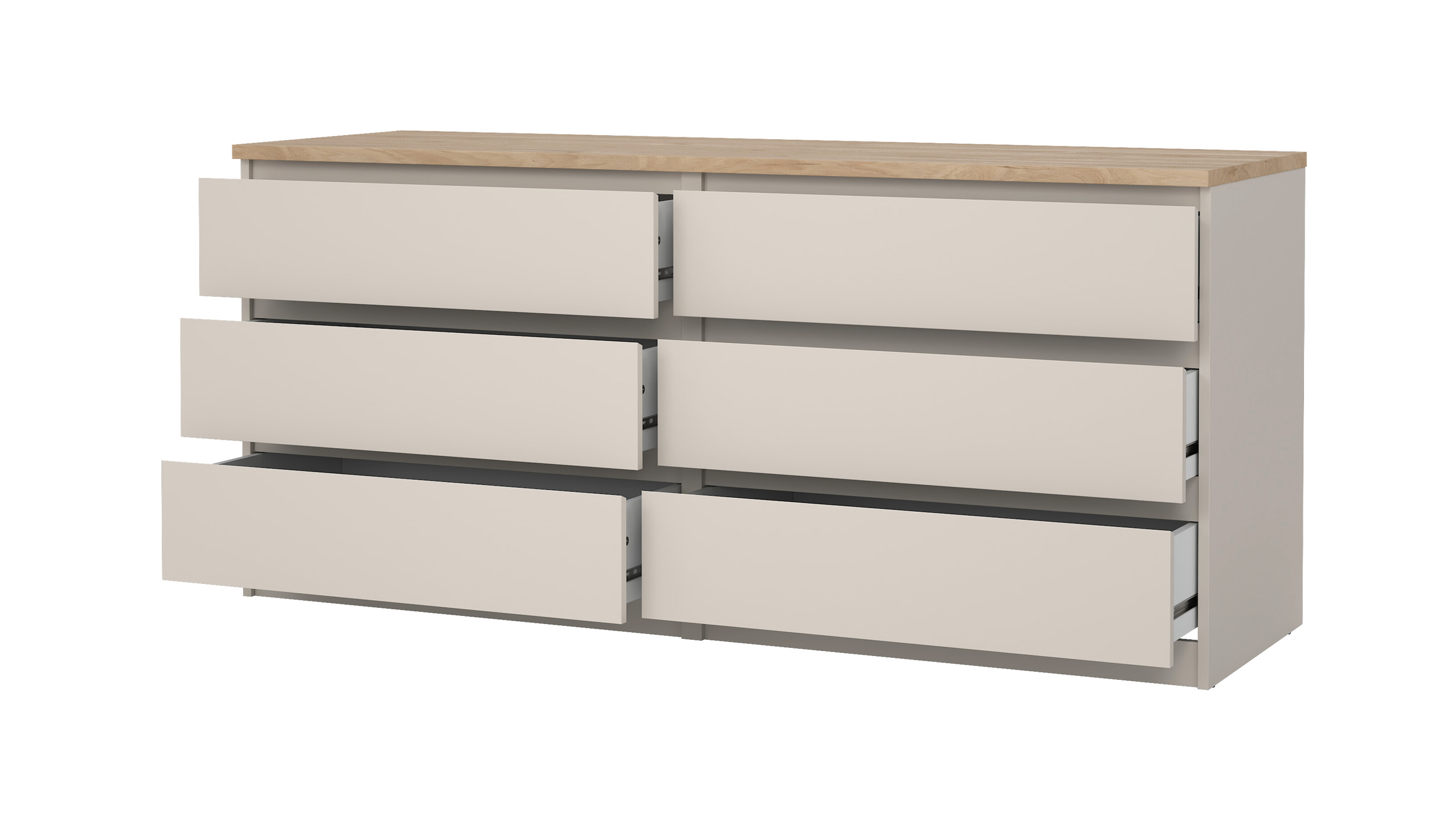 Kommode mit 6 Schubladen beige - Jackson Hickory 154 cm - NAIA