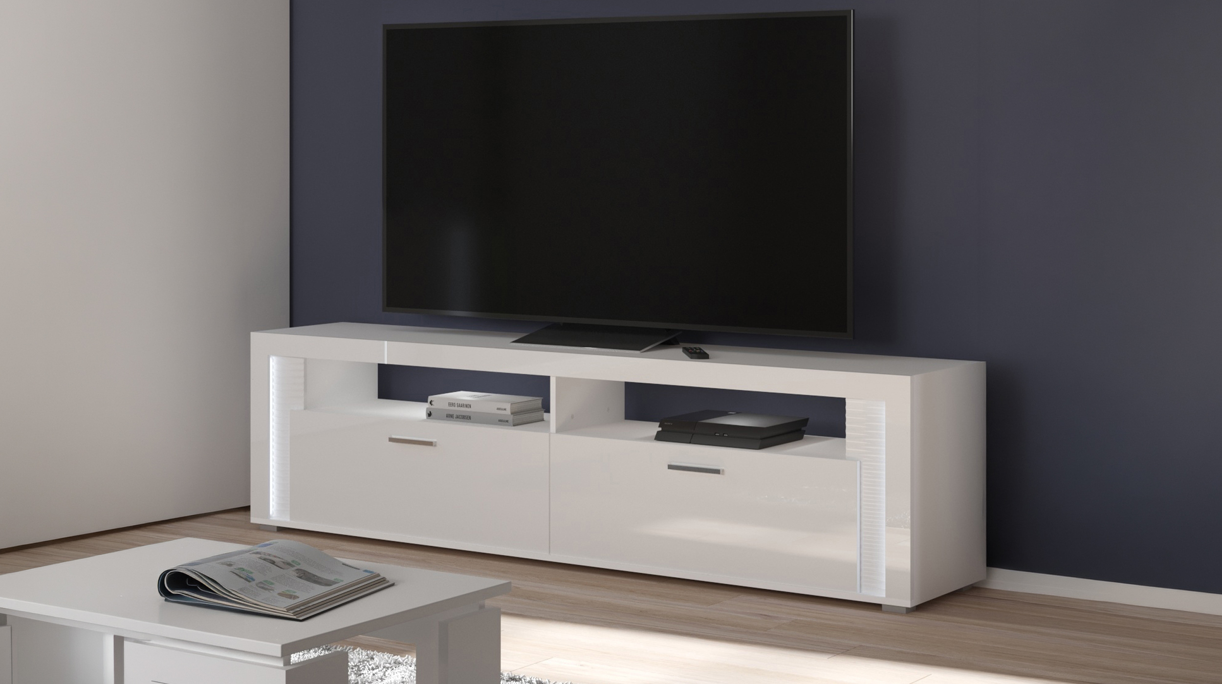 TV-Lowboard weiß hochglanz 201 cm - SKYLIGHT