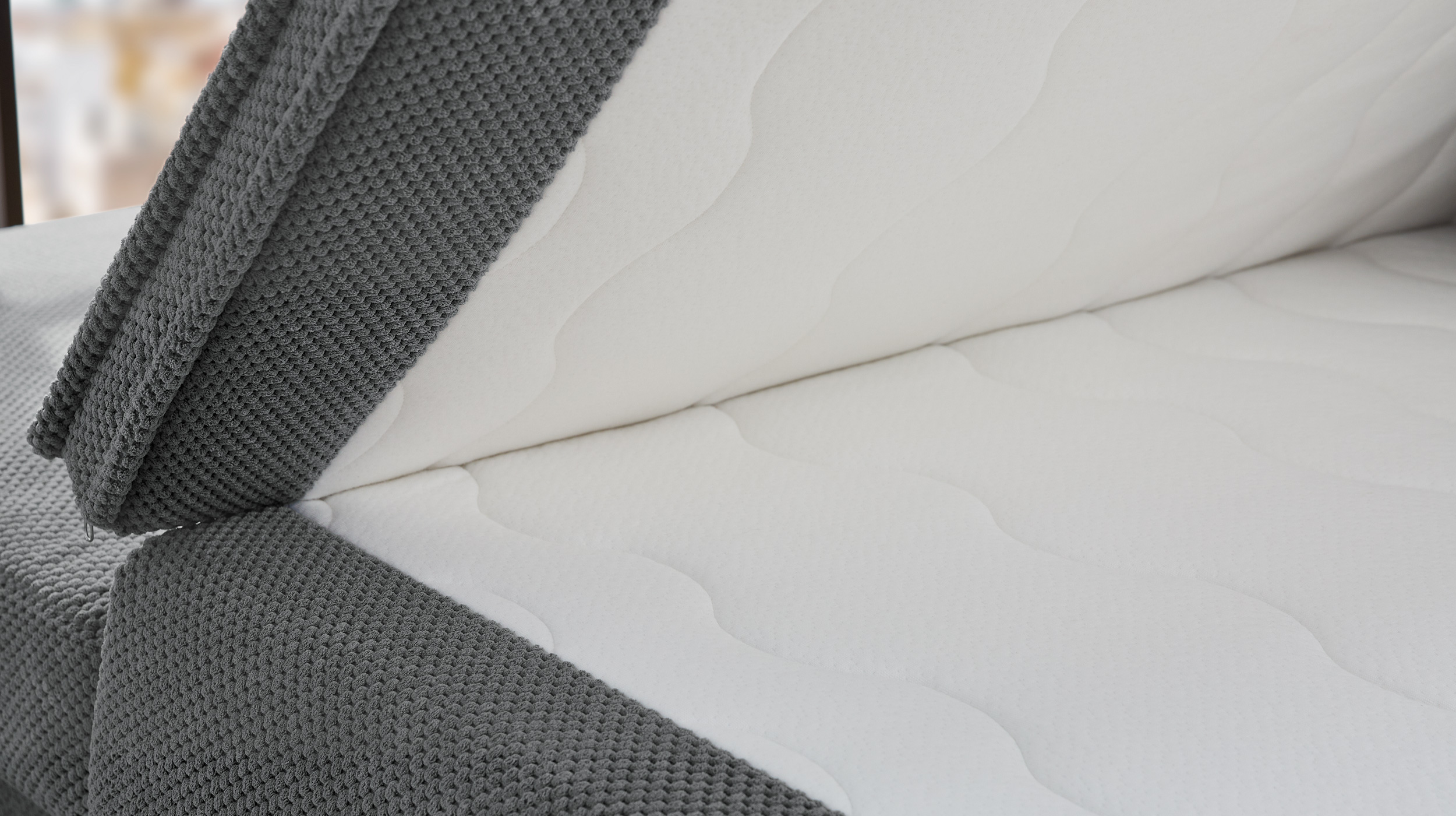 Schlafsofa Cord Bettkasten grau Dauerschläfer 205 cm - DREAMER