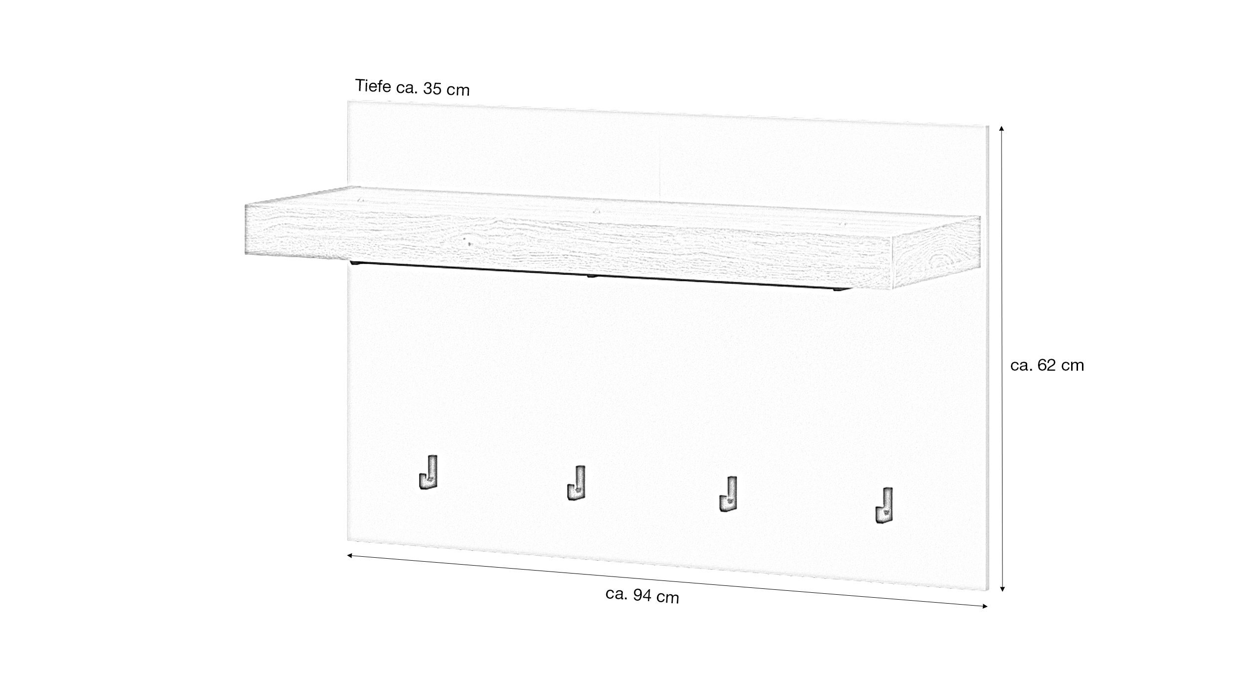 Wandgarderobe Paneele Beige Stone Eiche - 94 cm - NAXXAR
