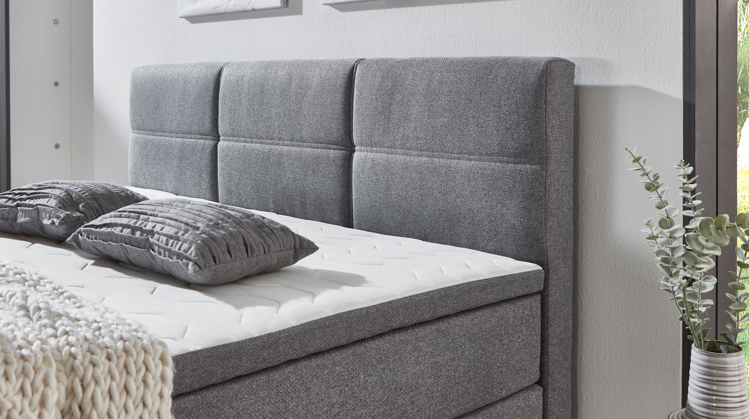 Boxspringbett 180 x 200 cm grau Stoffbezug - SAMIRO
