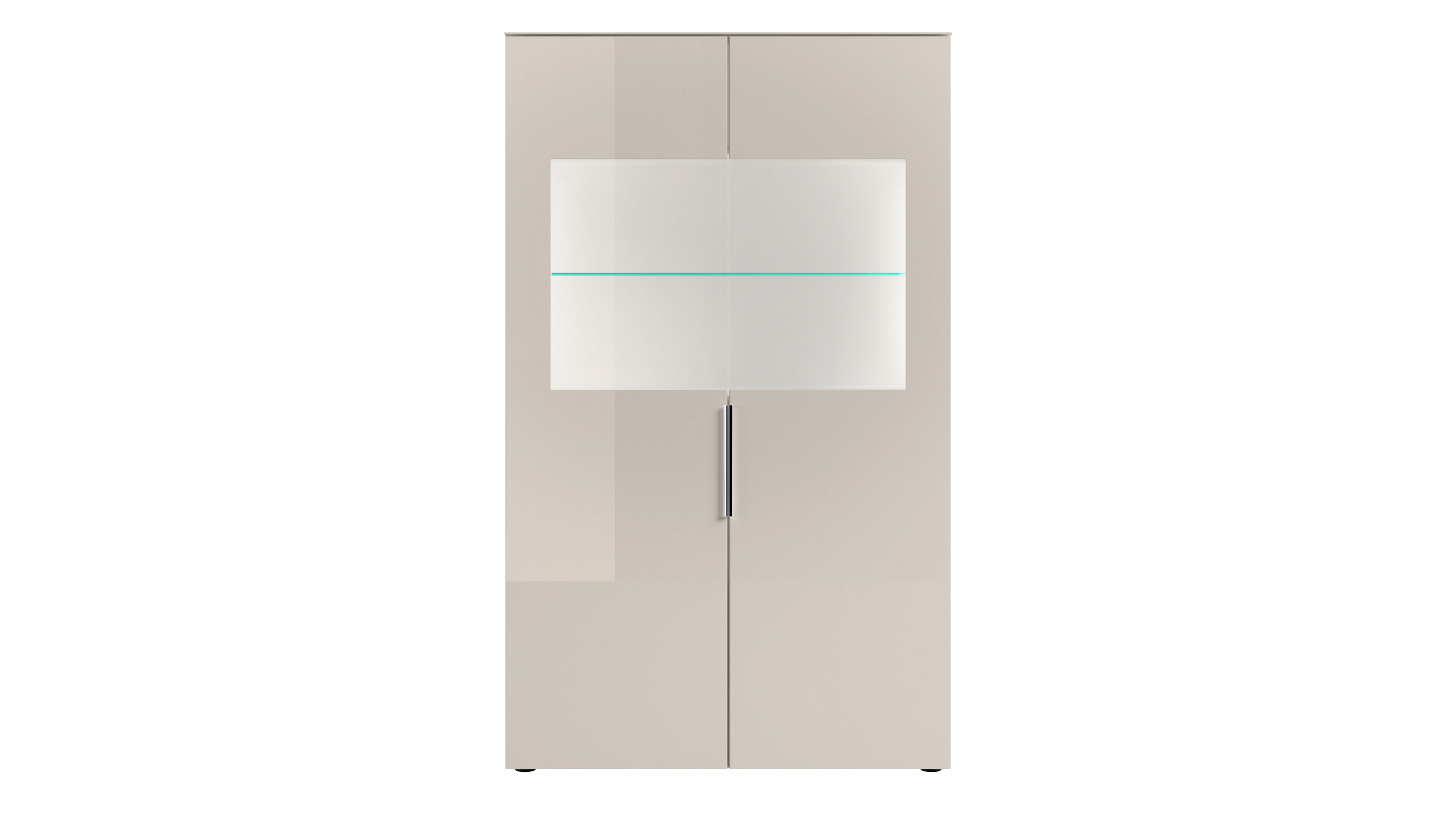 Vitrine mit Beleuchtung kaschmir-beige Glasfront - 90 cm - SANTORIN