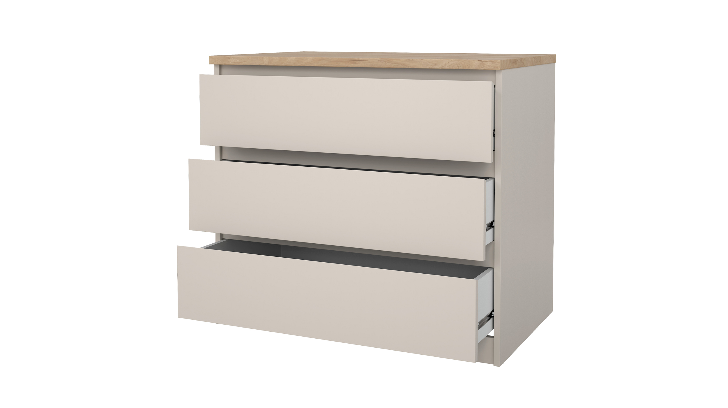 Kommode mit 3 Schubladen beige - Jackson Hickory 77 cm - NAIA