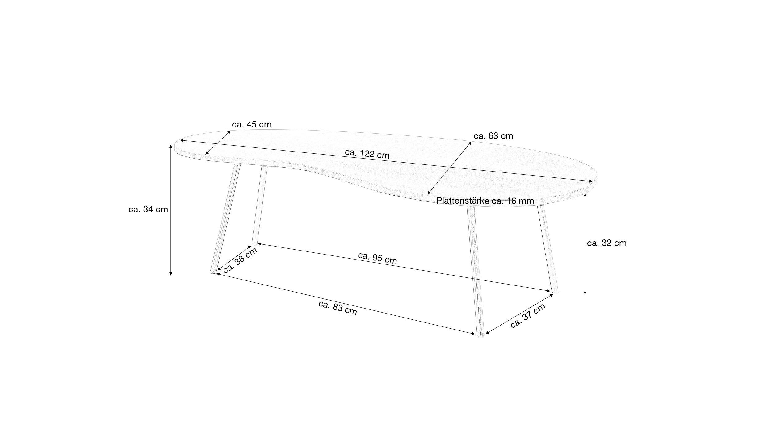 Couchtisch Akazie massiv grau lackiert 122 x 63 cm - JARLA