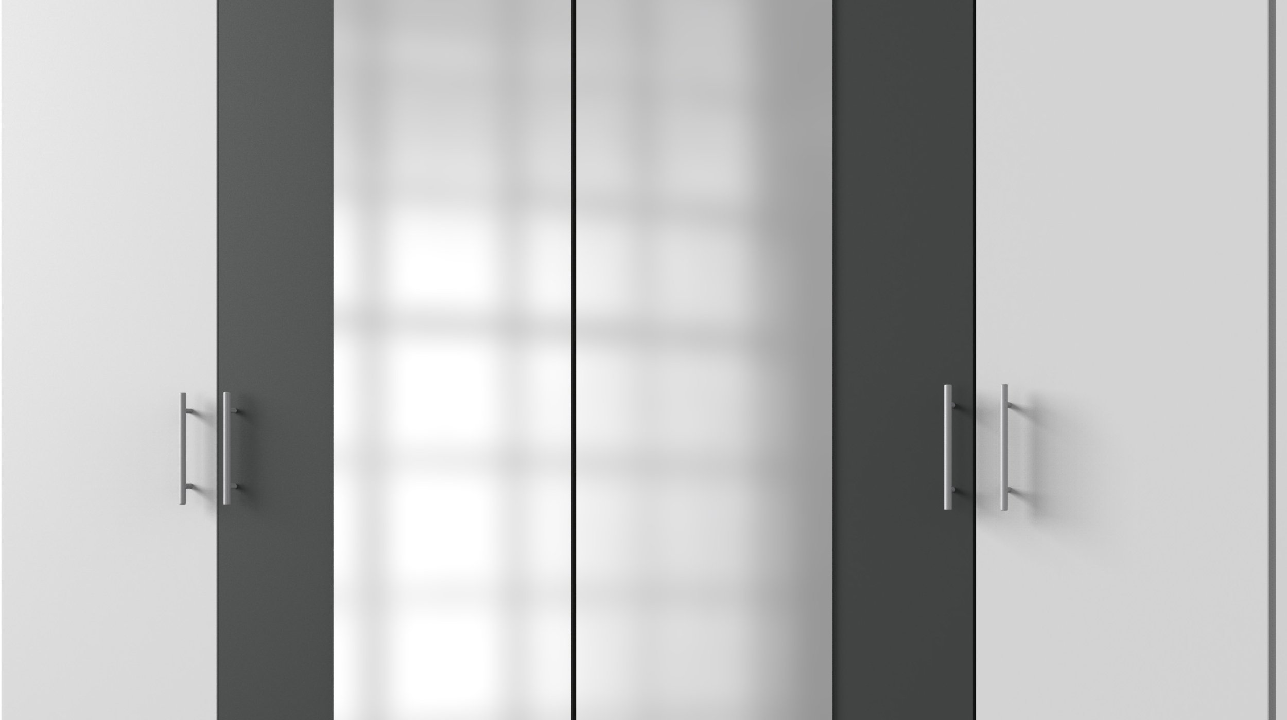 Kleiderschrank mit Spiegel - weiß - graphit - 225 cm - NORA