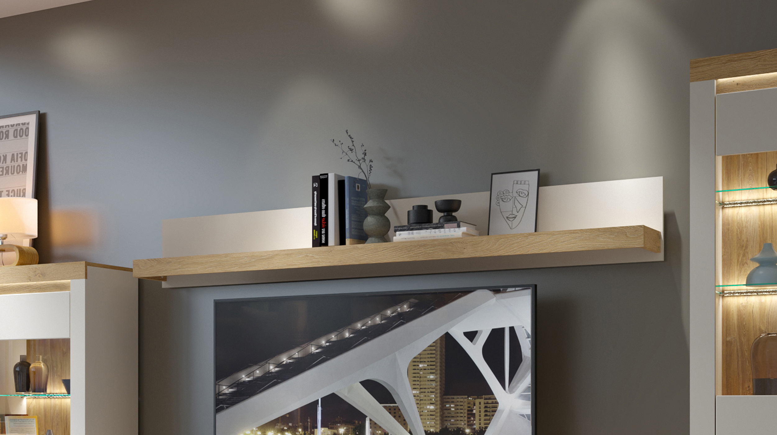 Wandregal Eiche beige - 194 cm - NAXXAR