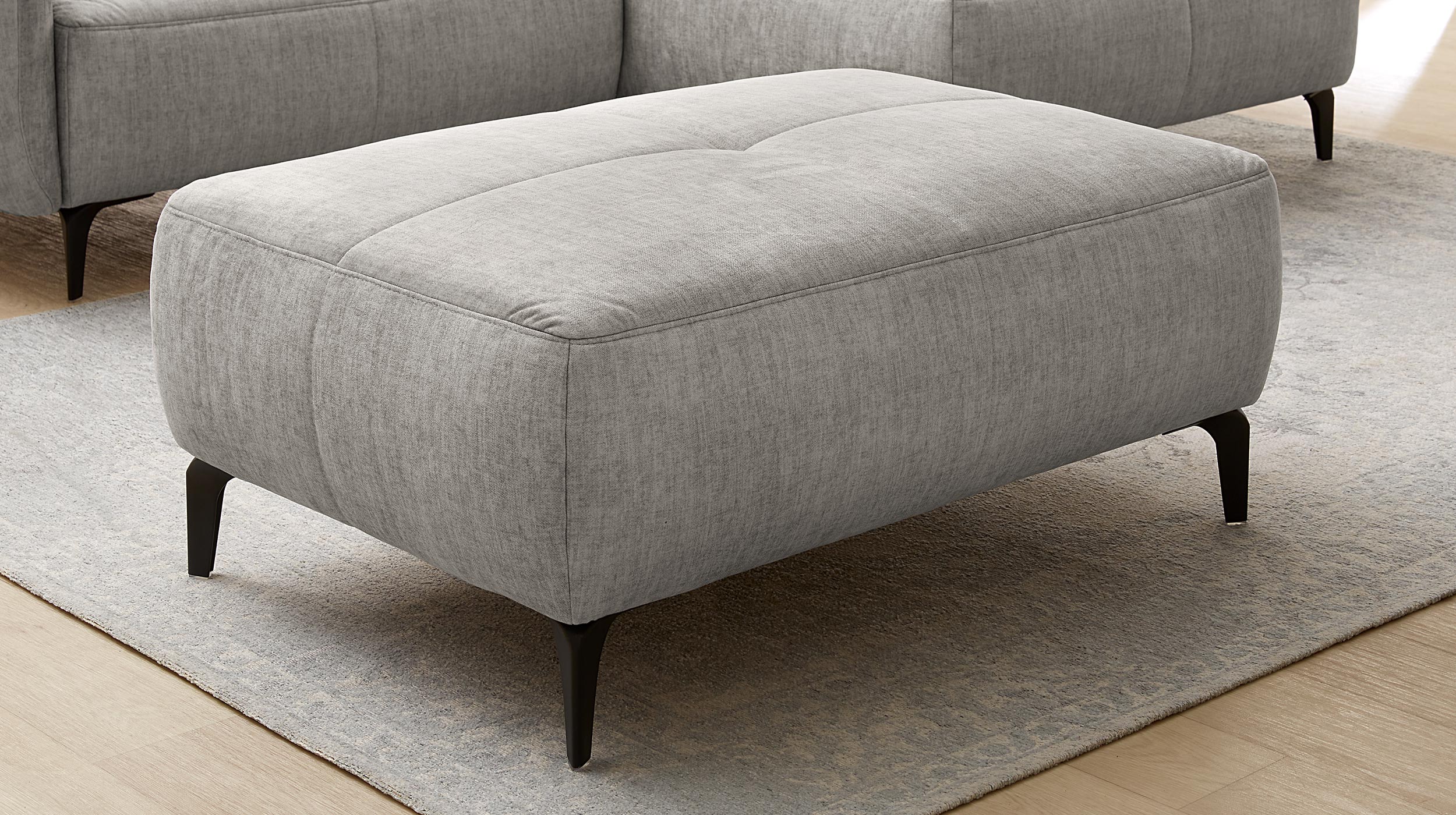 Hocker Sitzhocker 79 x 111 cm  hellgrau Veloursbezug - SALO