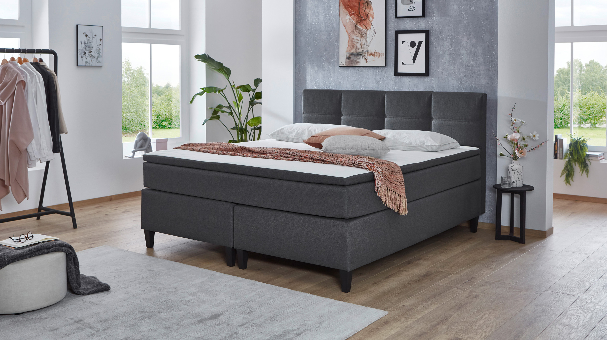 Boxspringbett 180 x 200 cm anthrazit - MONTREAL