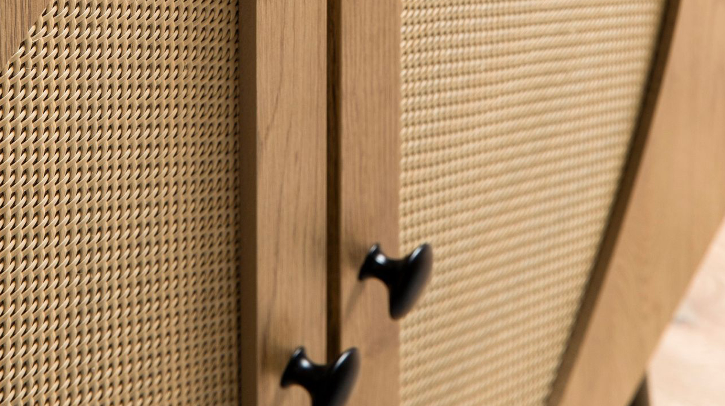 Kommode Eiche Holzdekor - Polyrattan 80 cm x 39 cm - RATVAN