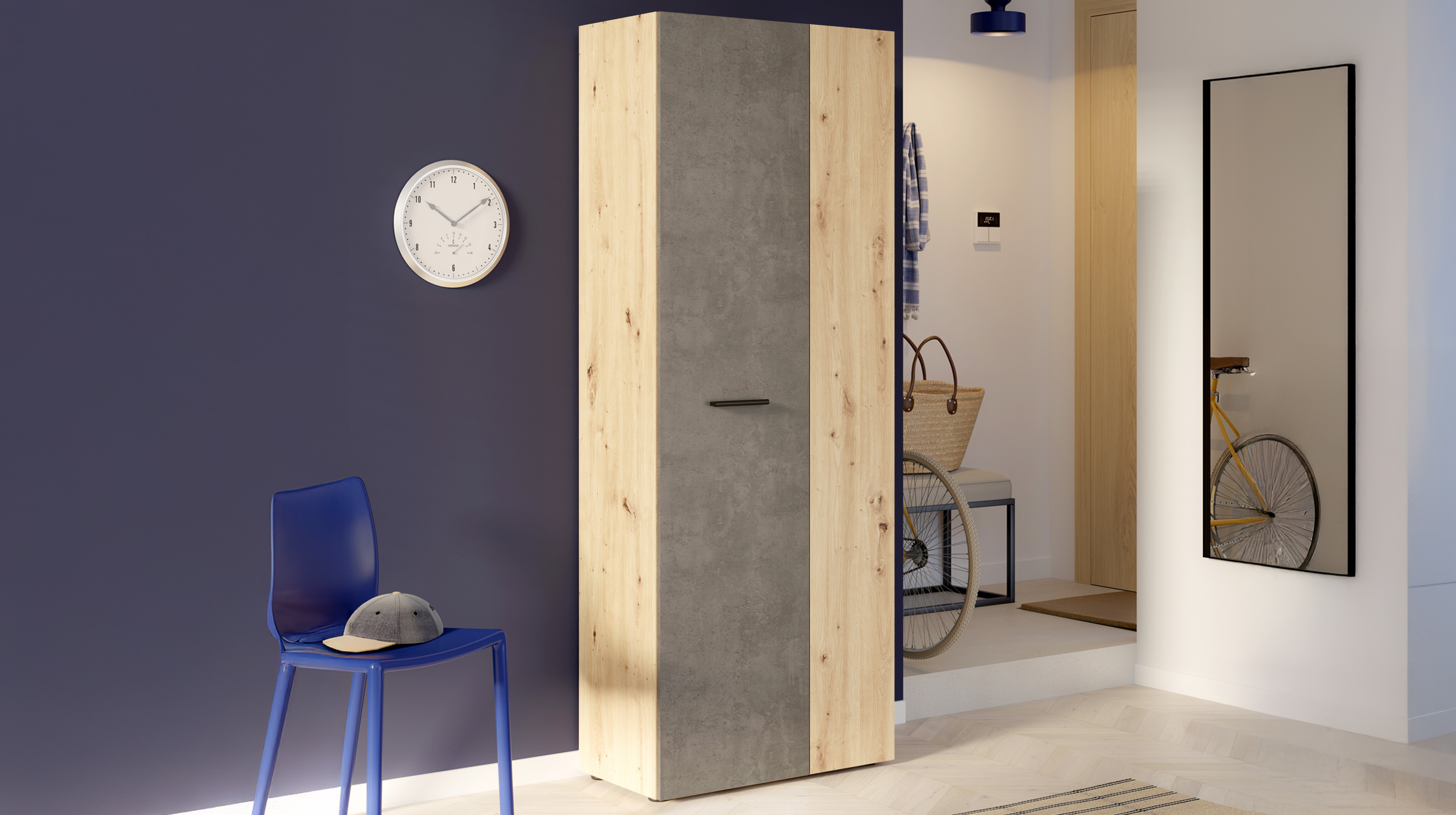 Schuhschrank Artisan Eiche - Betonoptik 69 x 181 cm - NET