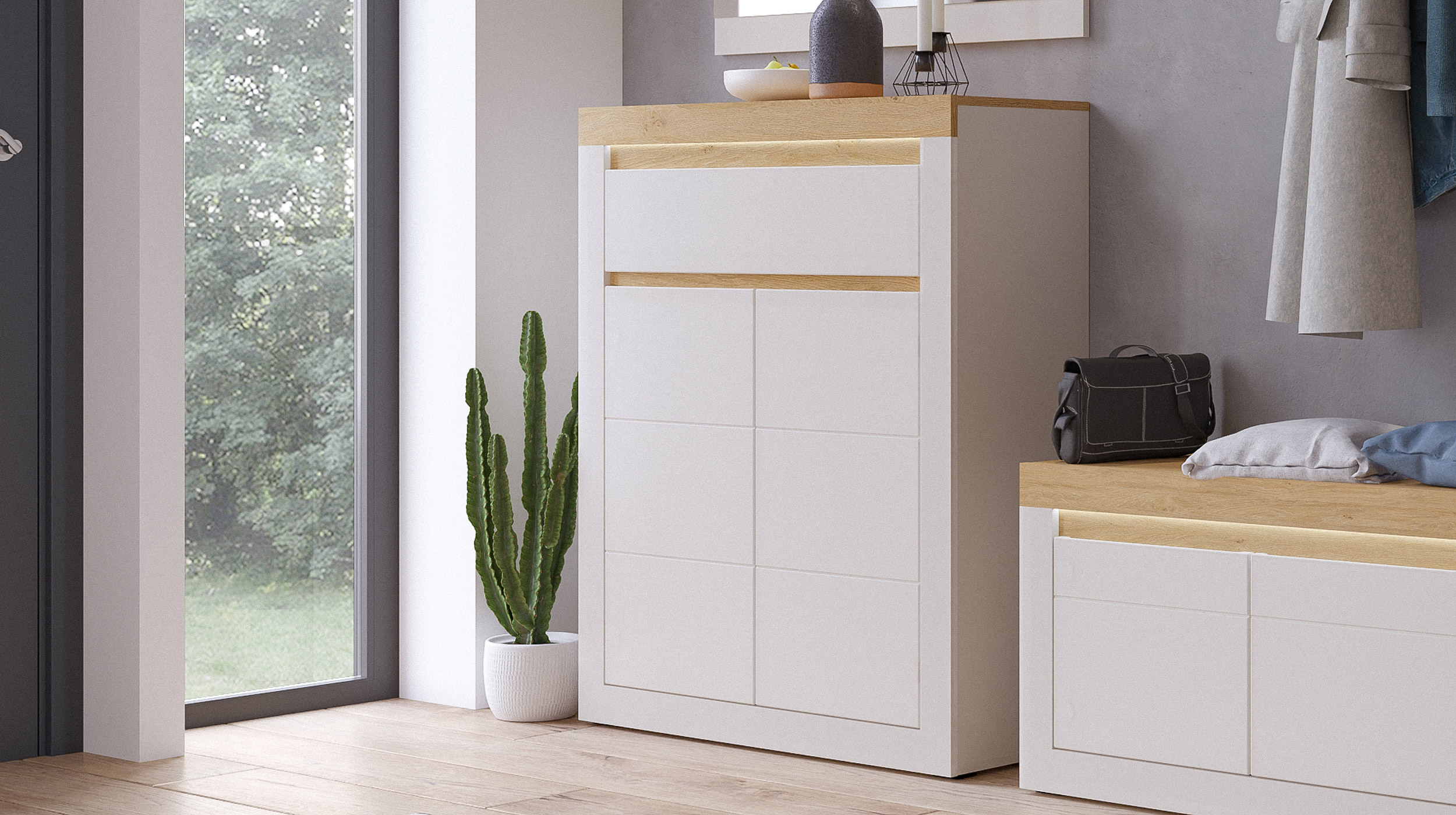 Kommode mit Schublade beige Stone Eiche 94 cm - NAXXAR