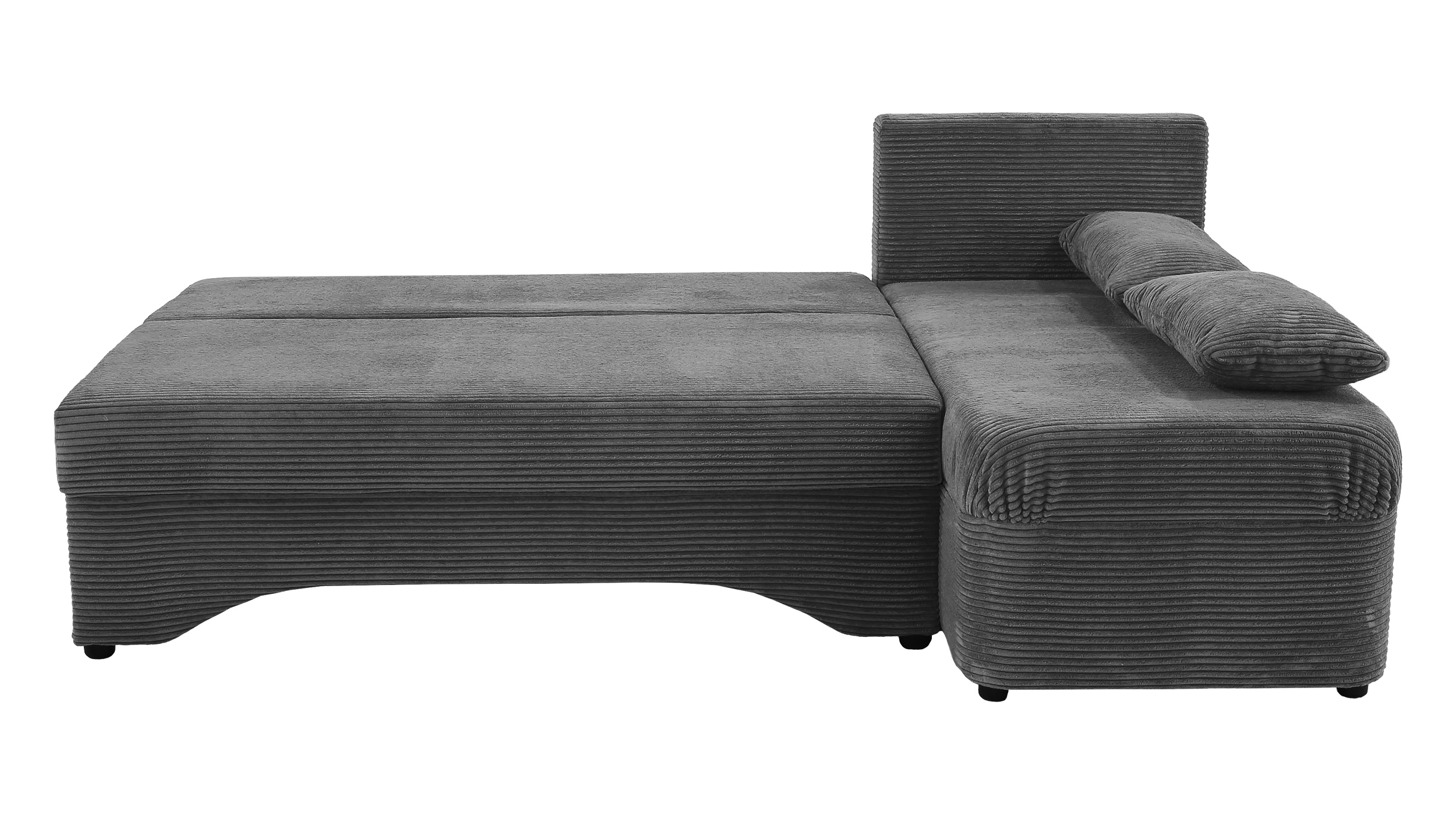 Ecksofa Cord grau Bettkasten Schlaffunktion 191 x 142 cm - POLARIS