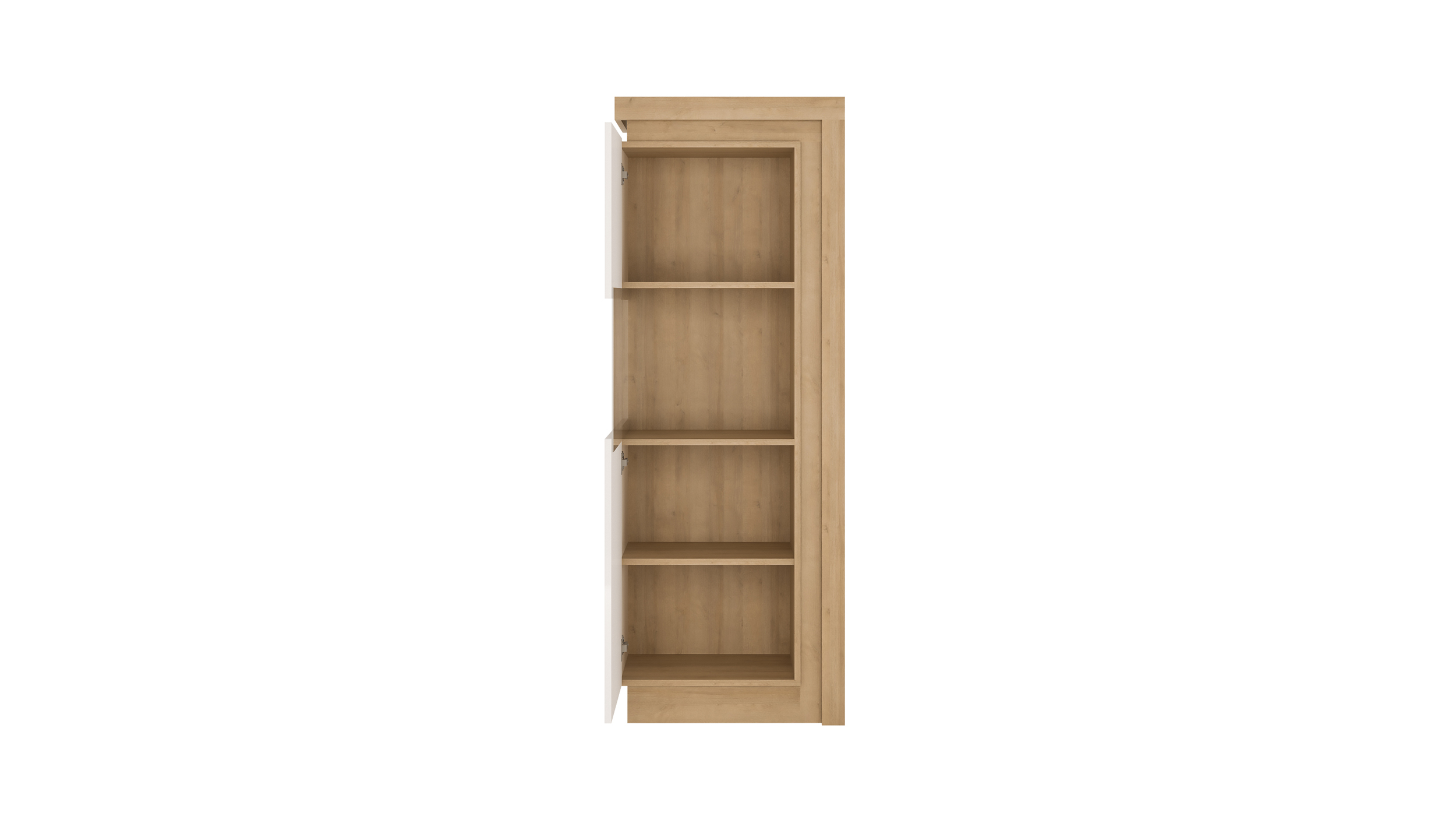 Vitrine mit Beleuchtung weiß Hochglanz - Riviera Eiche Breite 60 cm - LYON