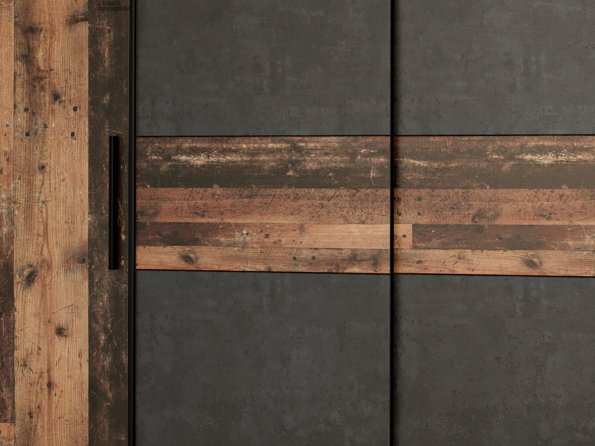 Kleiderschrank Old Wood - grau - 200 cm - KALIXTUS