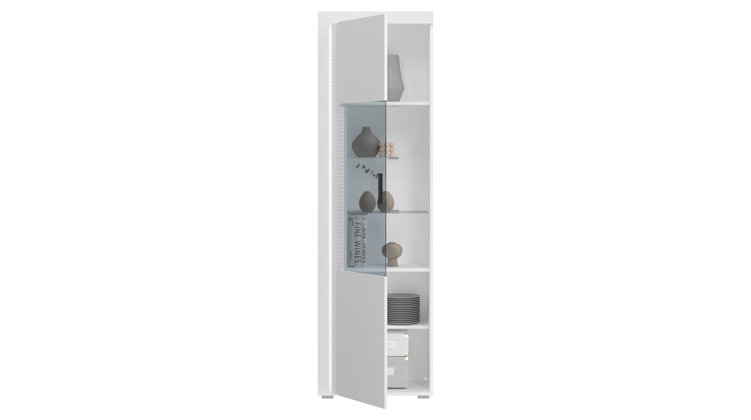 Vitrine mit Glastür weiß hochglanz 60 x 202 cm - SKYLIGHT