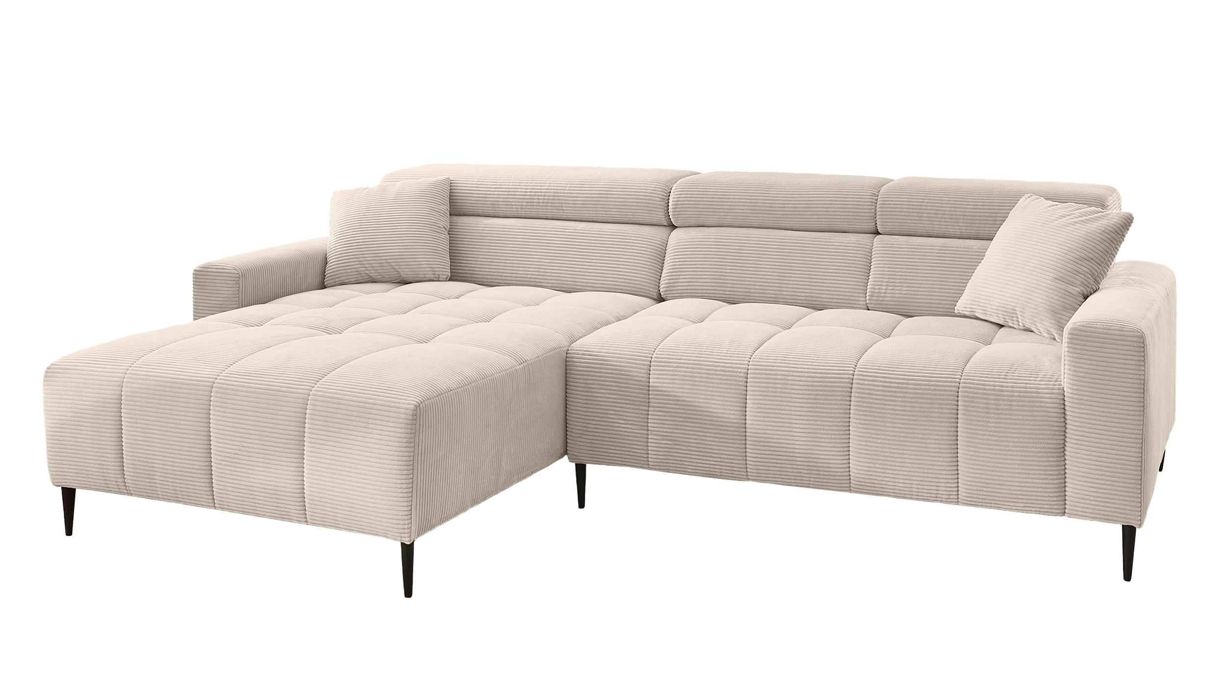 Ecksofa Cord beige ausziehbar - Sitztiefenverstellung 256 cm - OT links - SIMPLE
