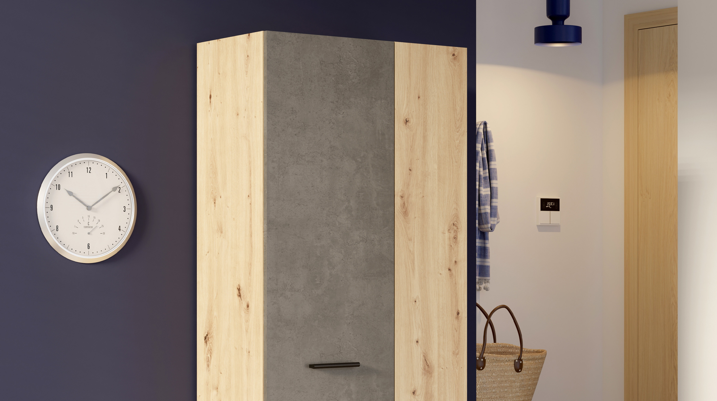 Schuhschrank Artisan Eiche - Betonoptik 69 x 181 cm - NET