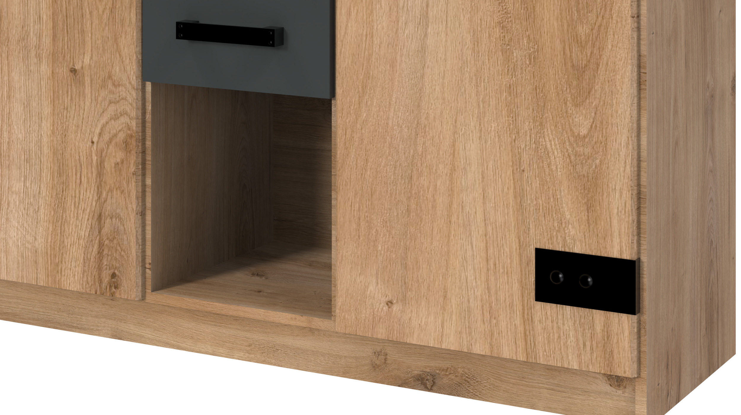 Highboard mit 2 Schubladen Eiche - graphit 124 cm - LIVERPOOL