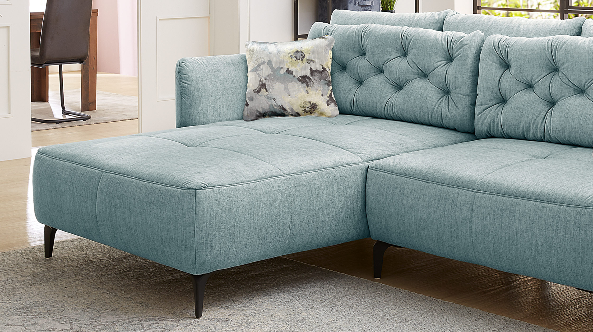 Ecksofa blau Veloursbezug 251 x 186 cm - SALO