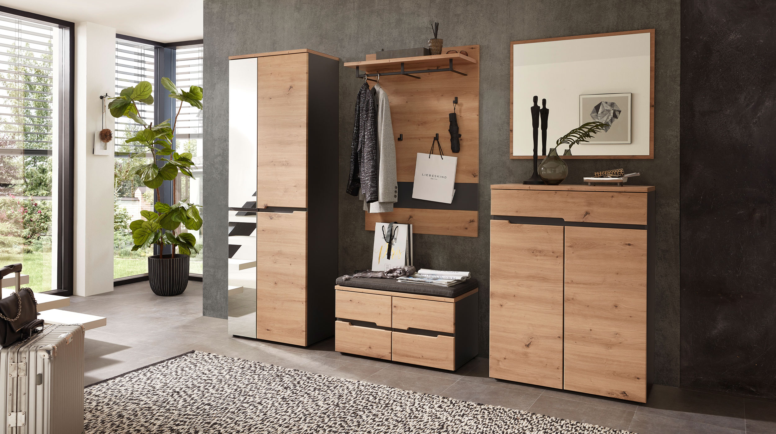 Garderobenschrank mit Spiegel Artisan Eiche 65 cm - MEMPHIS