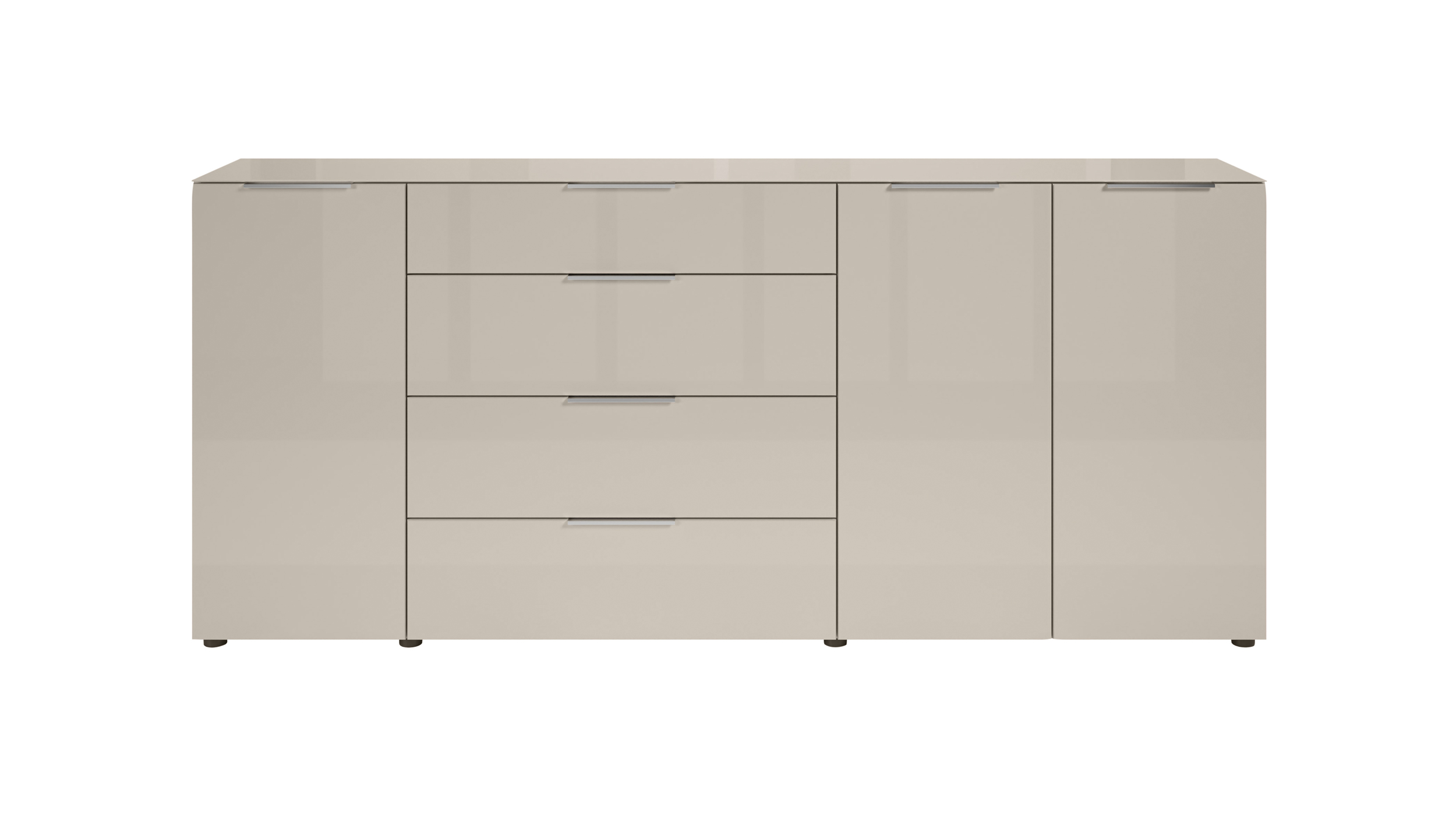 Sideboard 4 Schubladen - beige - Glasfront - 226 cm - SANTORIN