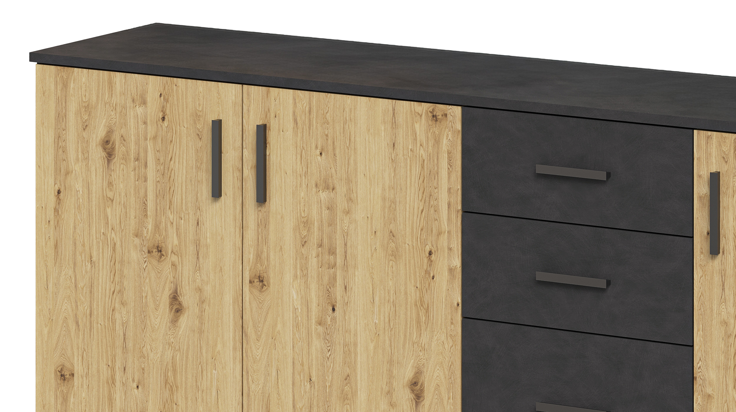 Kommode mit Schubladen anthrazit Artisan Eiche 160 cm - ALBATA